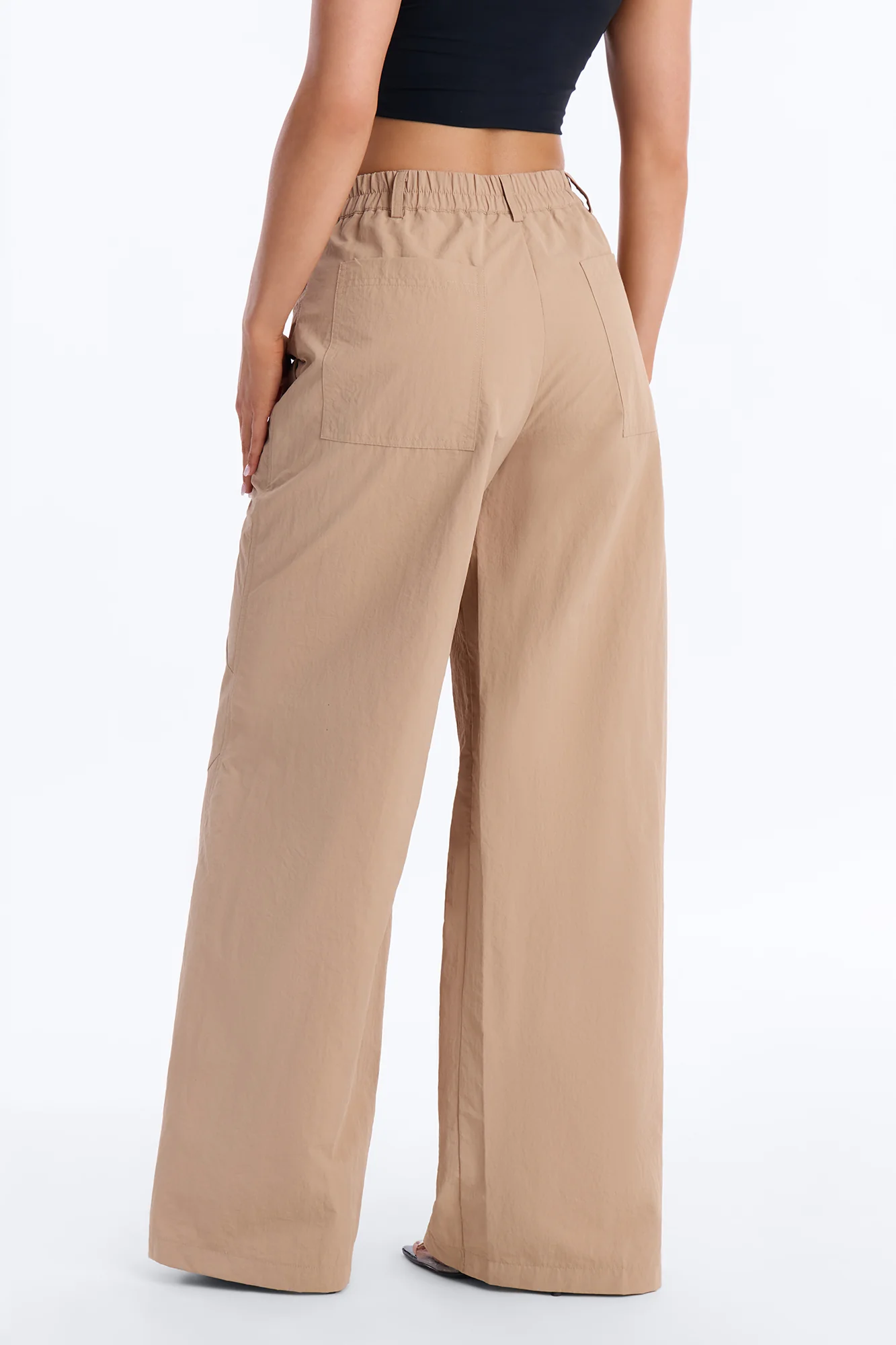 Not Your Man's Button Up Wrap Waist Wide Leg Trouser - Khaki - Image 4