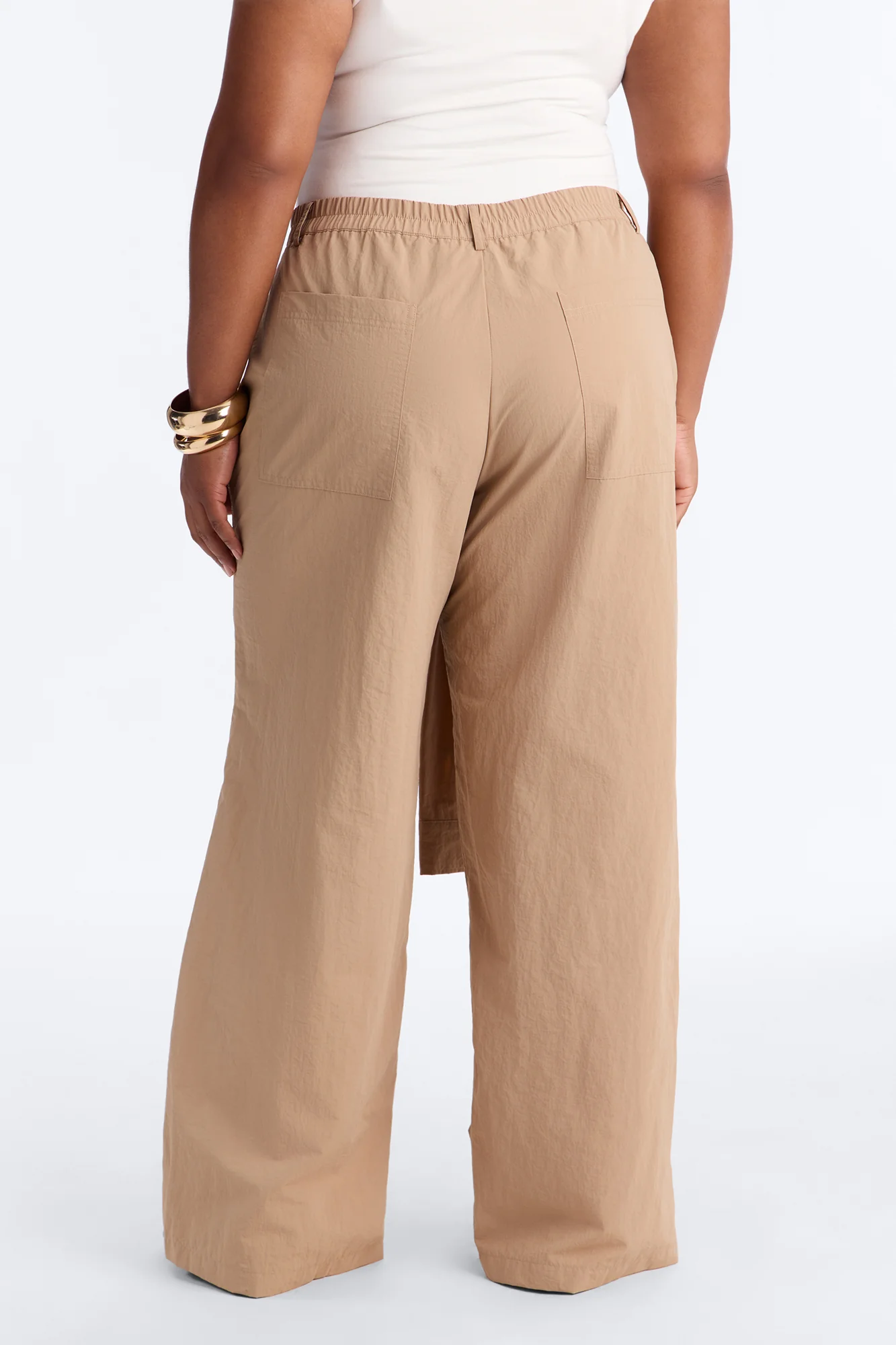 Not Your Man's Button Up Wrap Waist Wide Leg Trouser - Khaki - Image 8