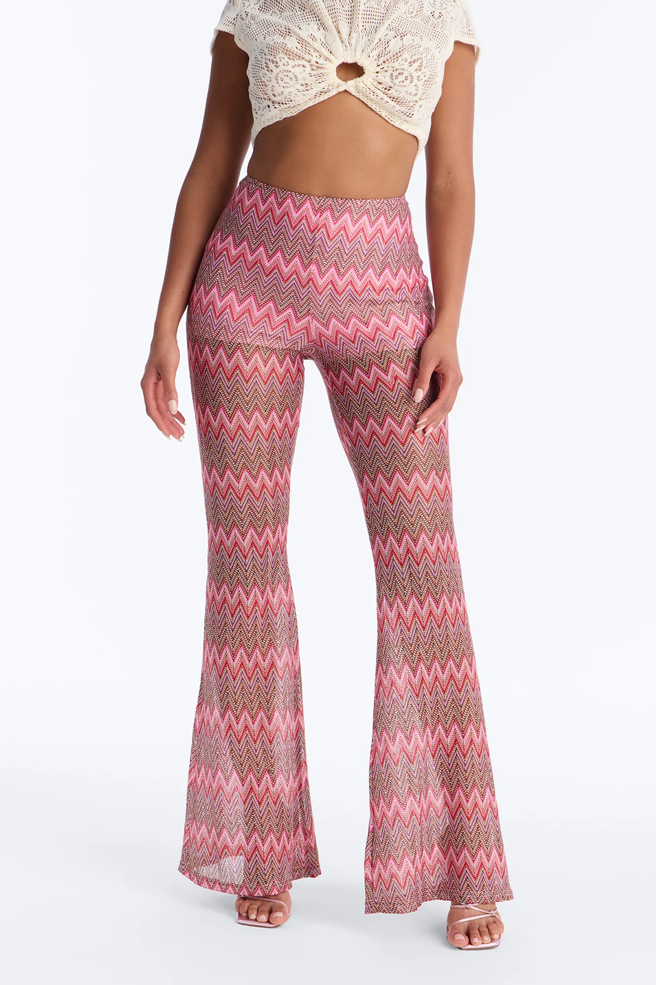 Not Your Muse Festival Crochet Flare Pant 33″ - Pink/combo - Image 2