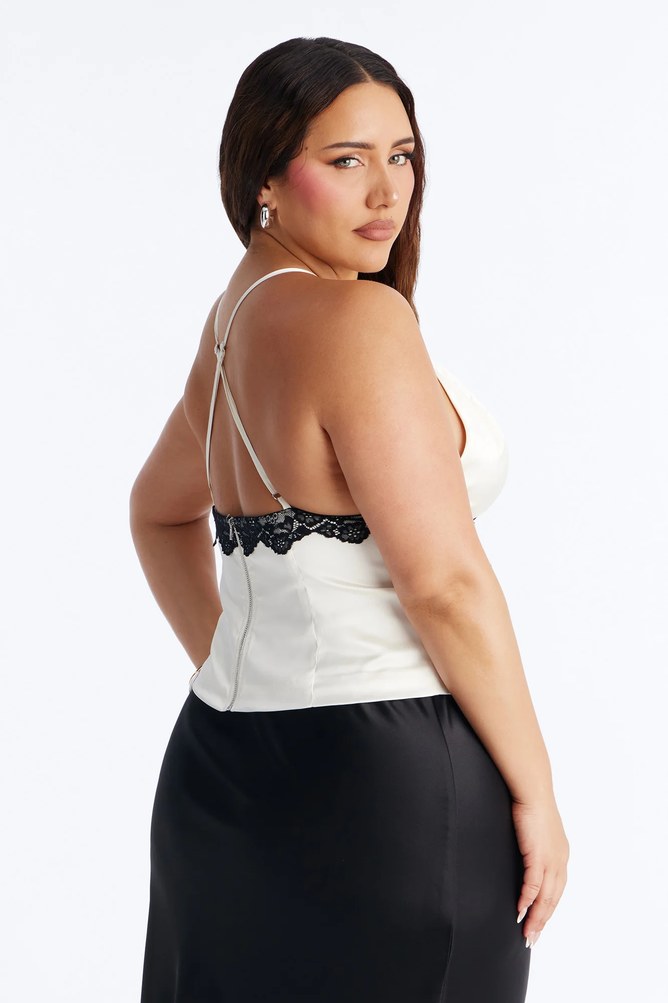 Nothing Subtle Tonight Lace Trim Satin Top - Cream/combo - Image 8
