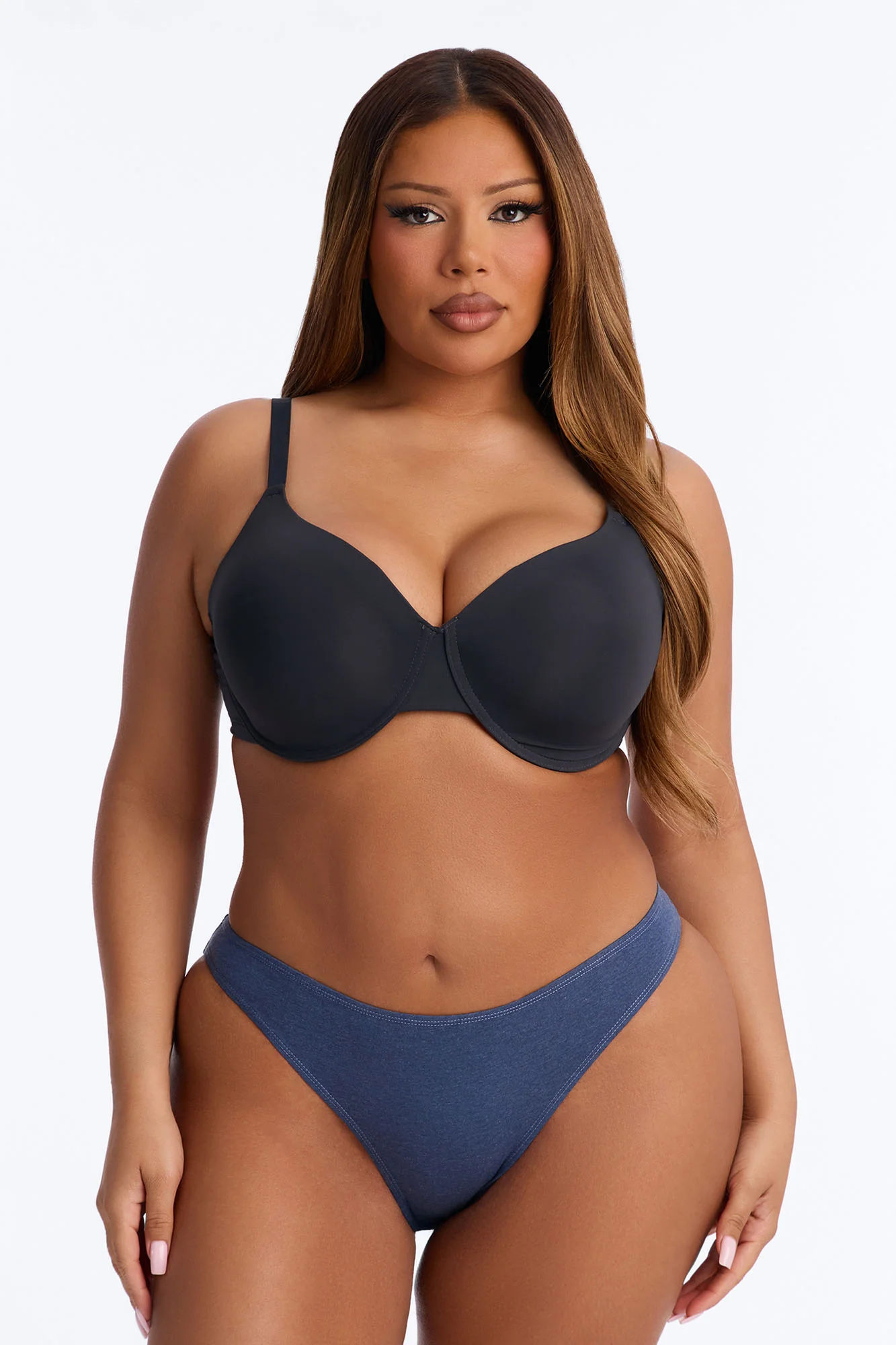 Nova Cotton High Leg Bikini Panty - Heathered Blue - Image 4