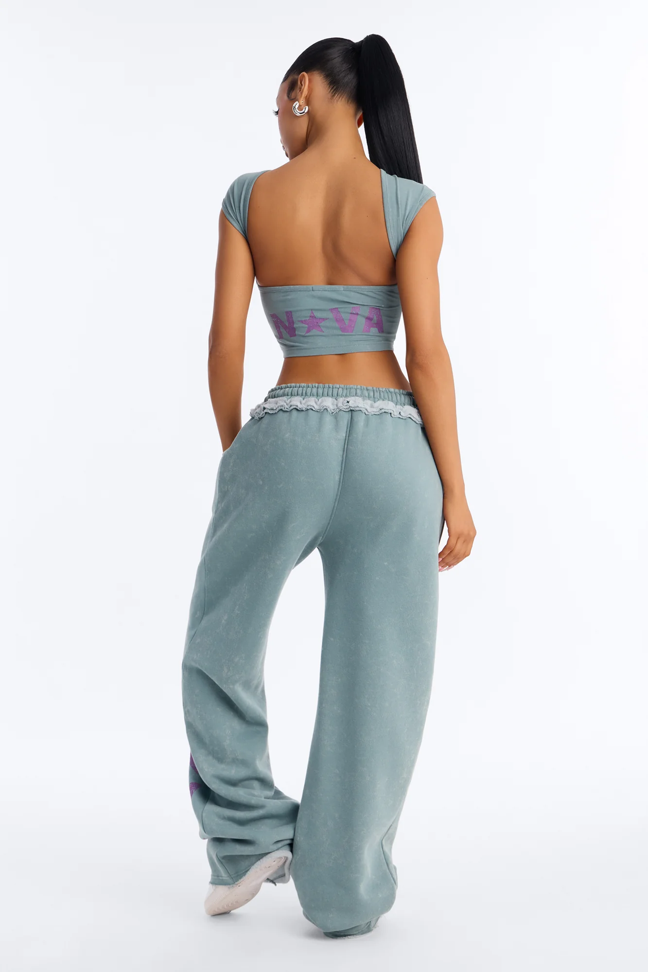 Nova Girl Fleece Pant Set - Sage - Image 5