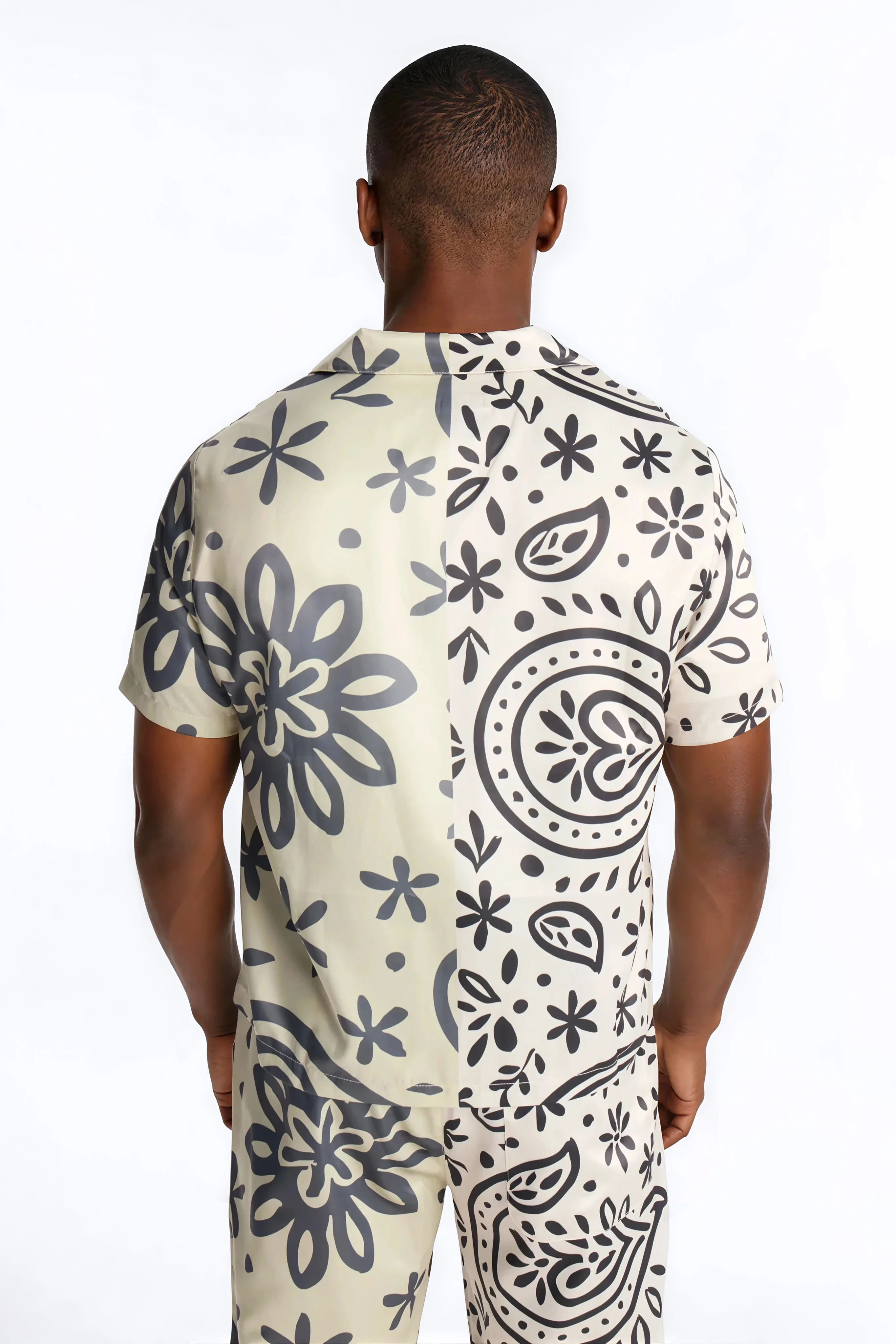Noxos Cuban Collar Button Up Shirt - Natural - Image 3