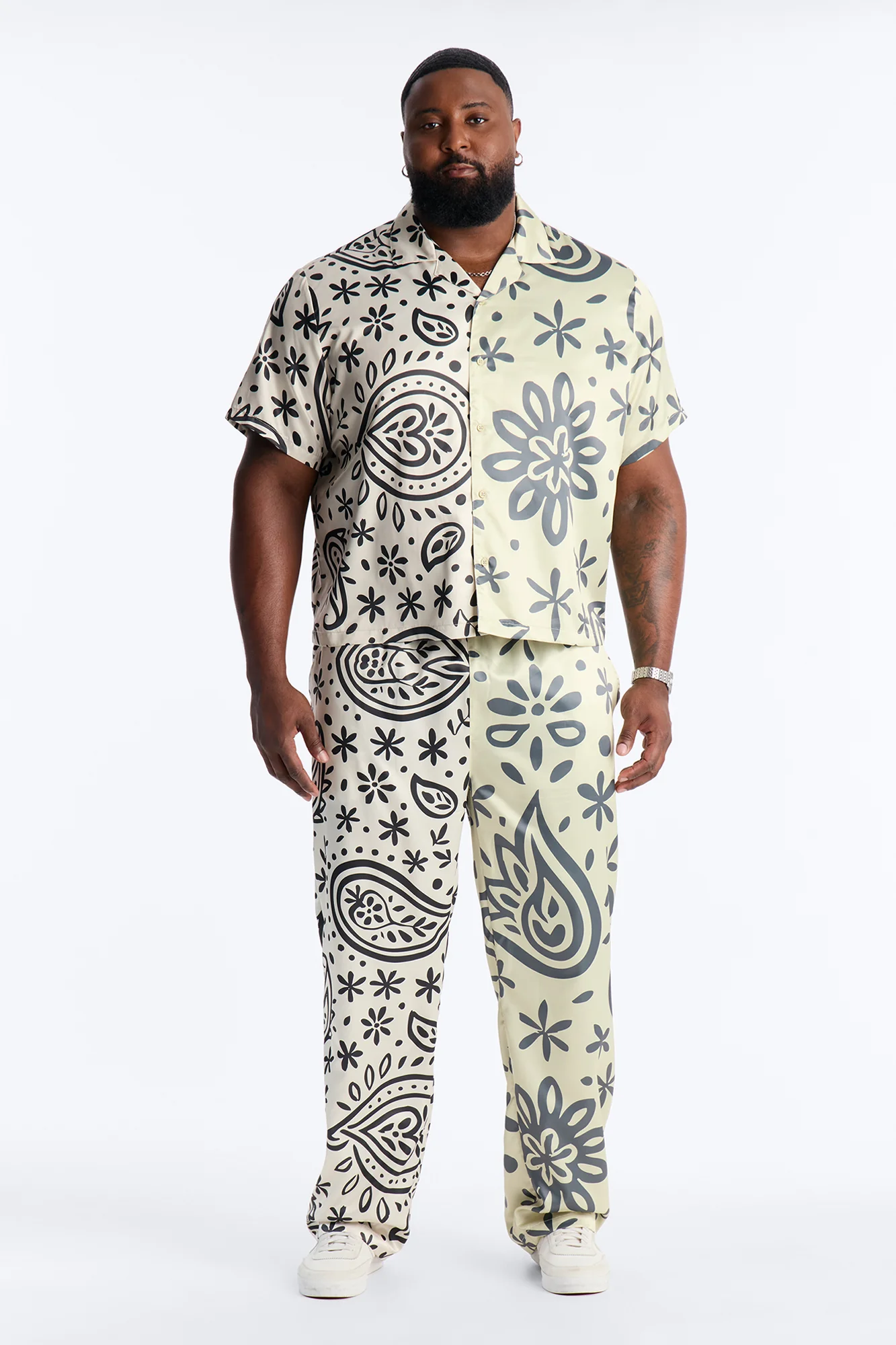 Noxos Cuban Collar Button Up Shirt - Natural - Image 5