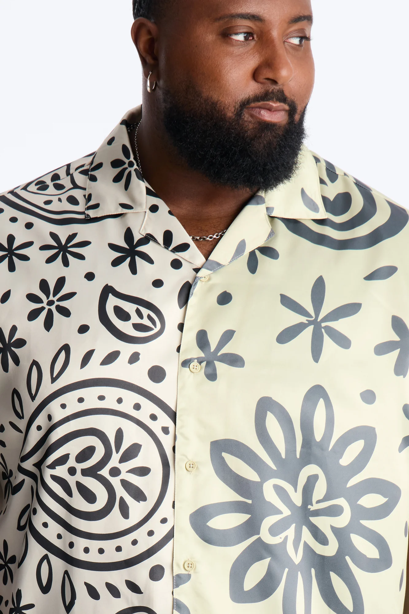 Noxos Cuban Collar Button Up Shirt - Natural - Image 6