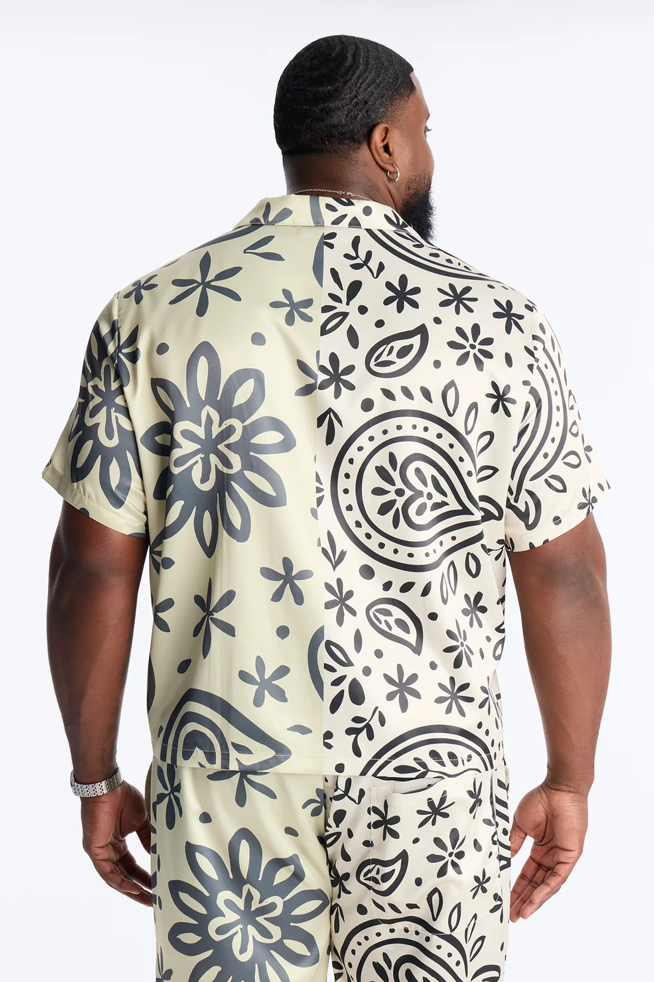 Noxos Cuban Collar Button Up Shirt - Natural - Image 7
