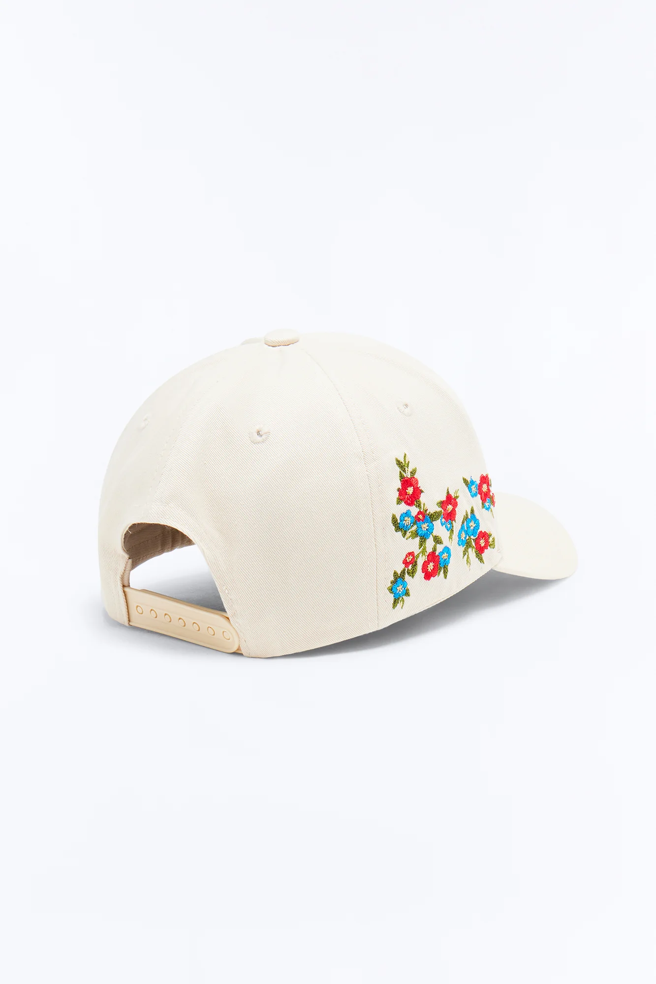 NY Flower Embroidery Cotton Twill Snapback Hat - Stone - Image 4