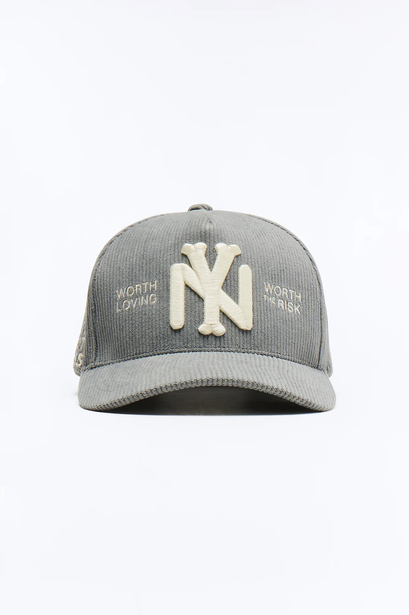 NY Heart Corduroy Structured Snapback Hat - Dark Grey - Image 3