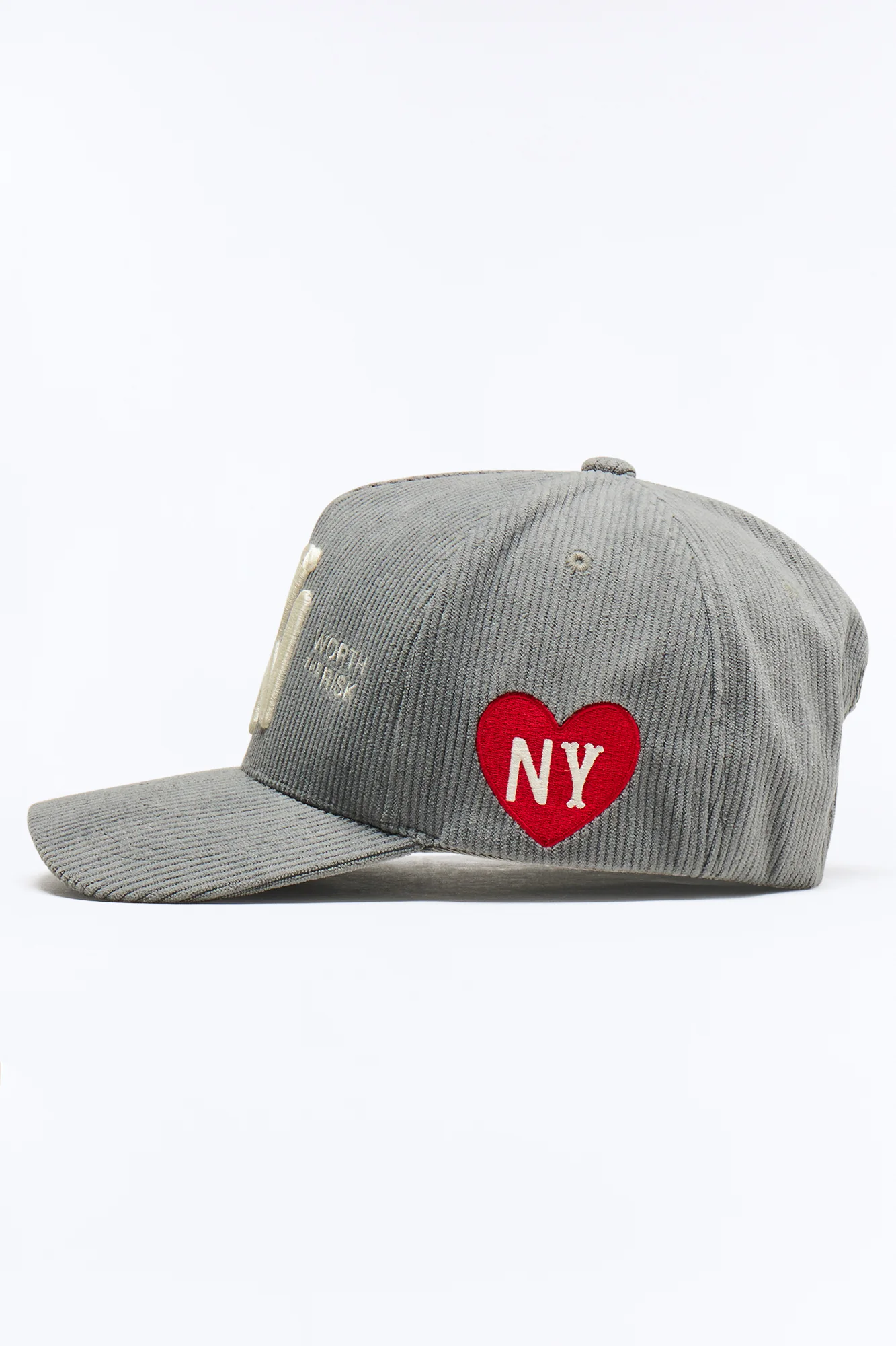 NY Heart Corduroy Structured Snapback Hat - Dark Grey - Image 4
