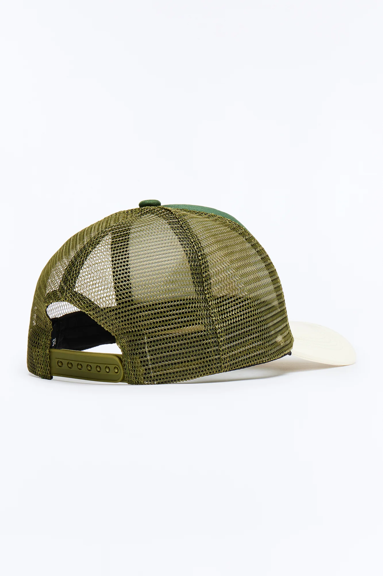 NY Old English Embroidery Trucker Snapback Hat - Green - Image 4