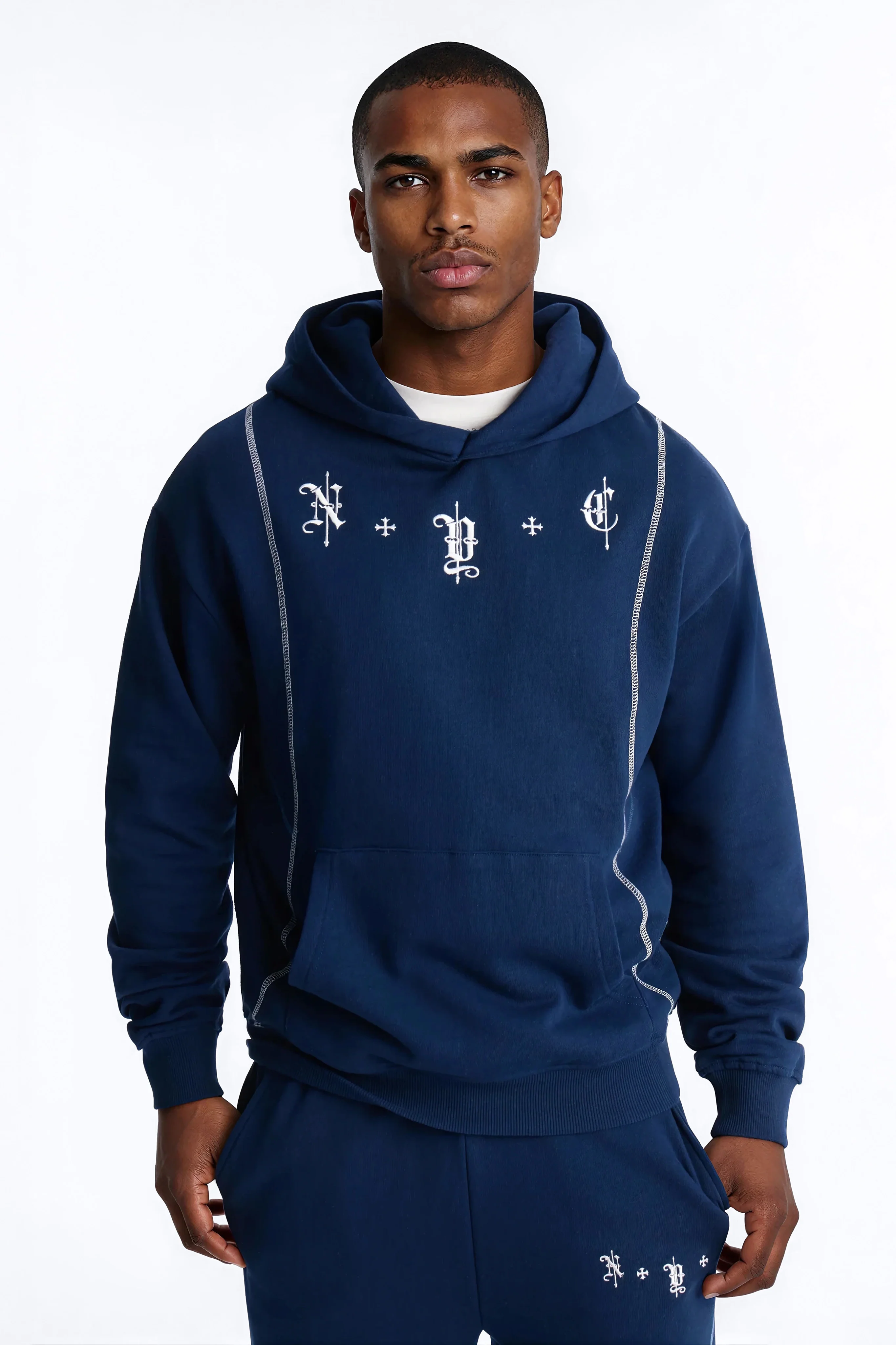 NYC Embroidered Hoodie - Navy