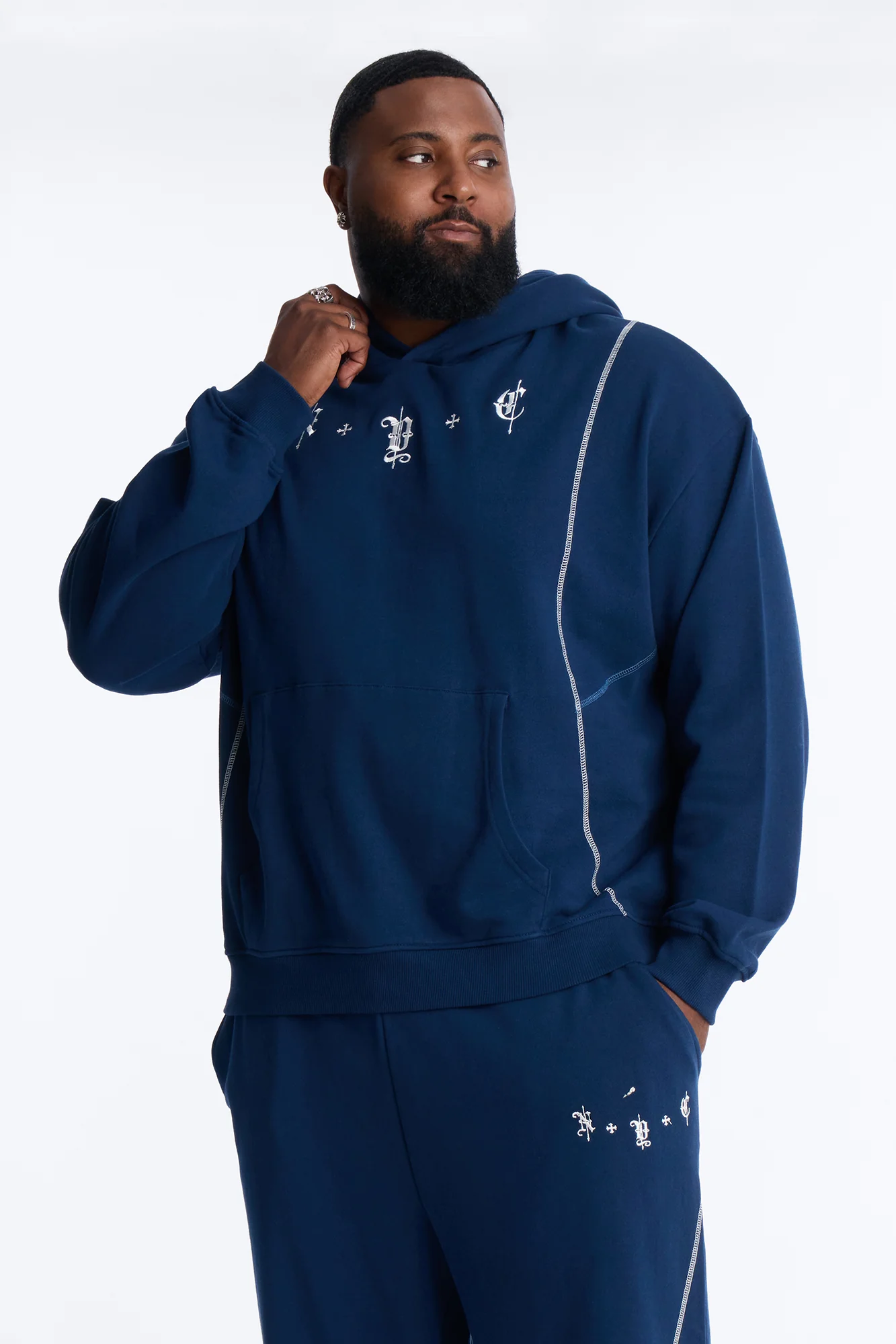 NYC Embroidered Hoodie - Navy - Image 4