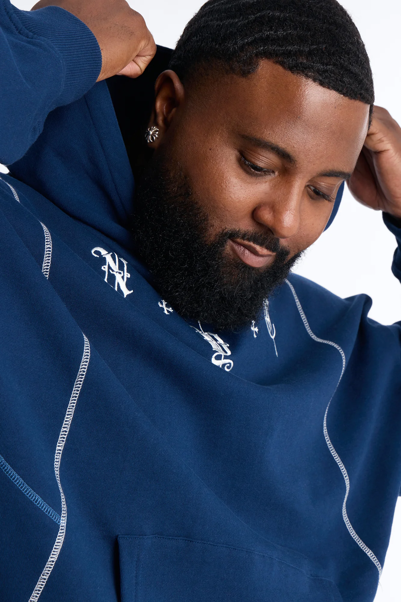 NYC Embroidered Hoodie - Navy - Image 6