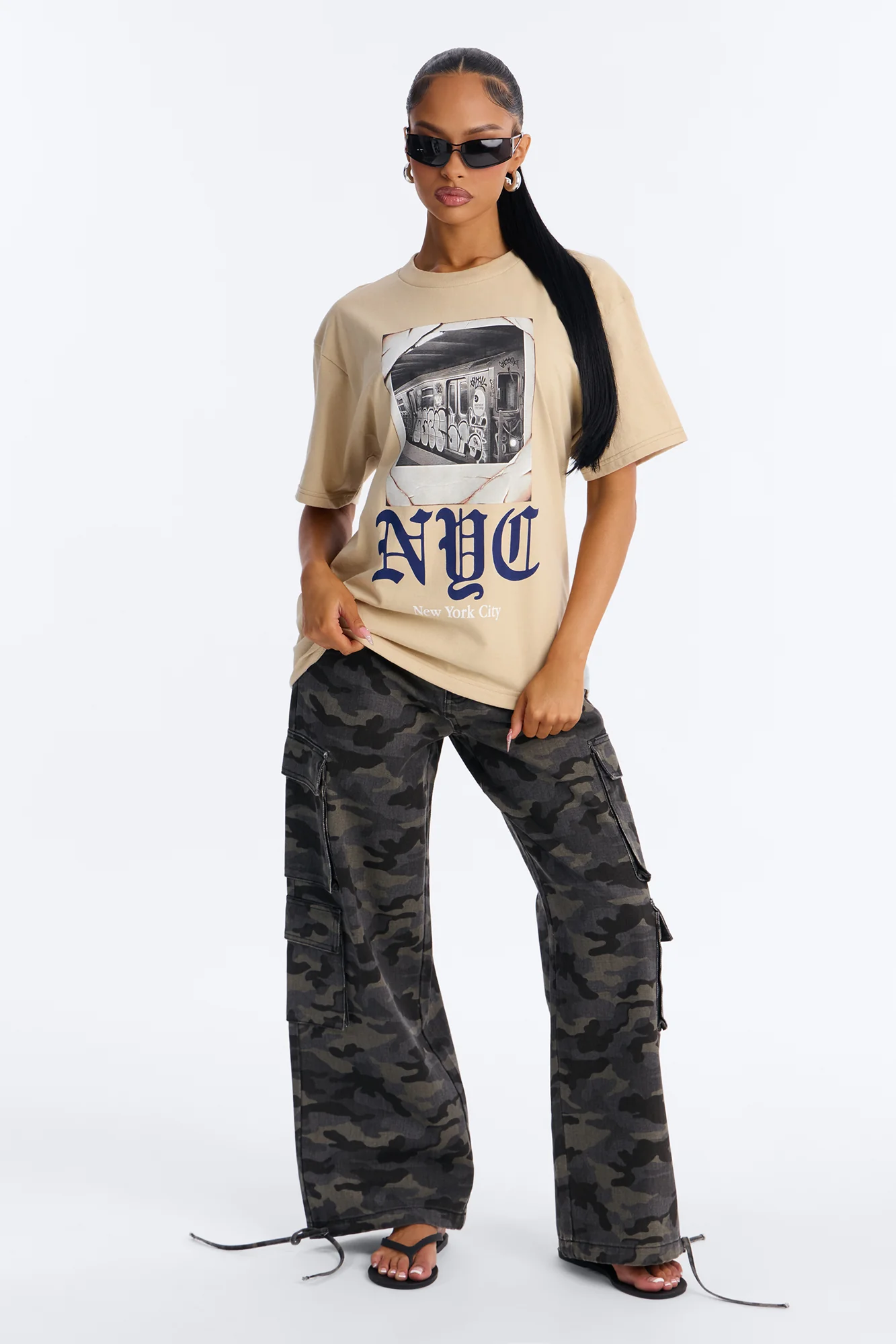 NYC Forever Muse Boxy Tee - Beige - Image 2