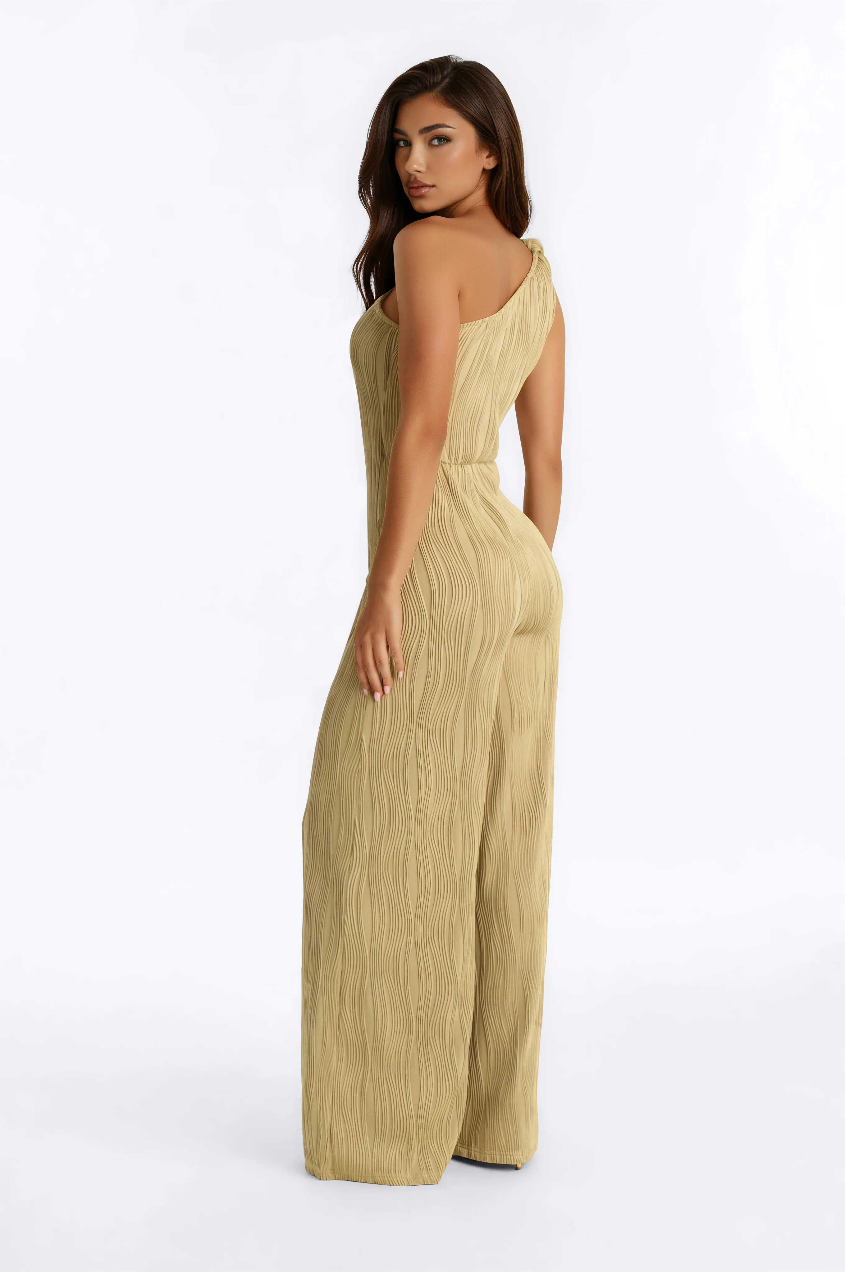 Nyla Textured Wide Leg Jumpsuit - Sage - Image 4
