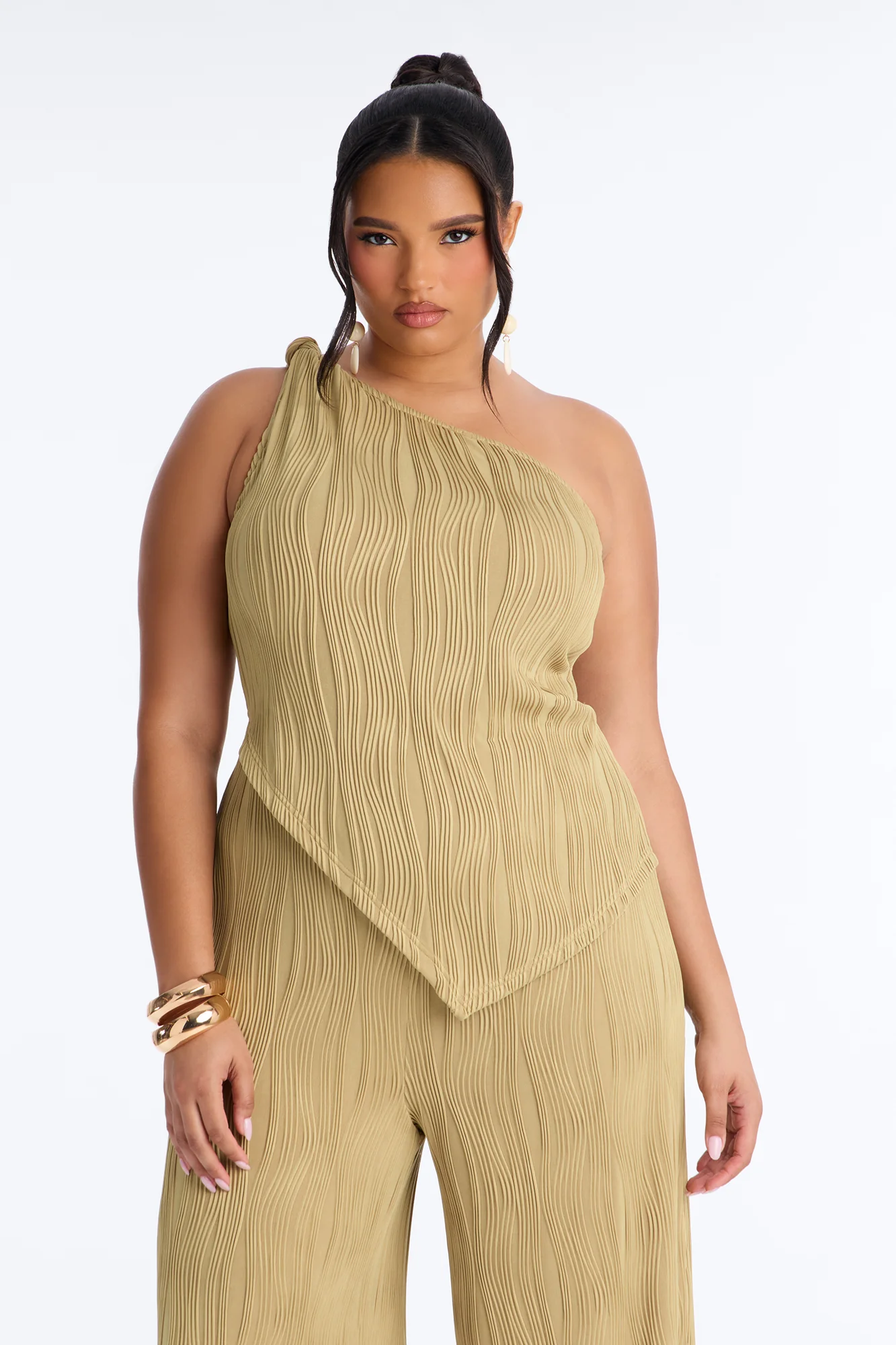 Nyla Textured Wide Leg Jumpsuit - Sage - Image 6