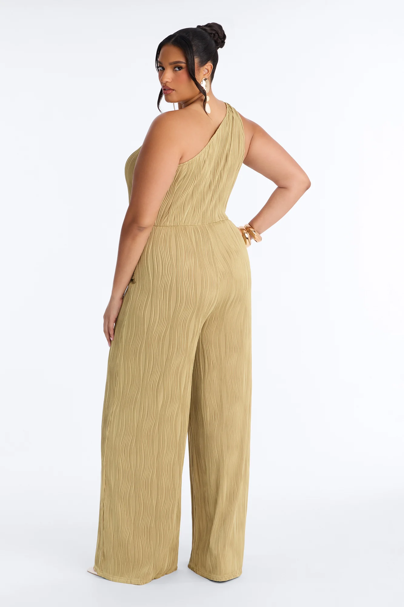 Nyla Textured Wide Leg Jumpsuit - Sage - Image 8