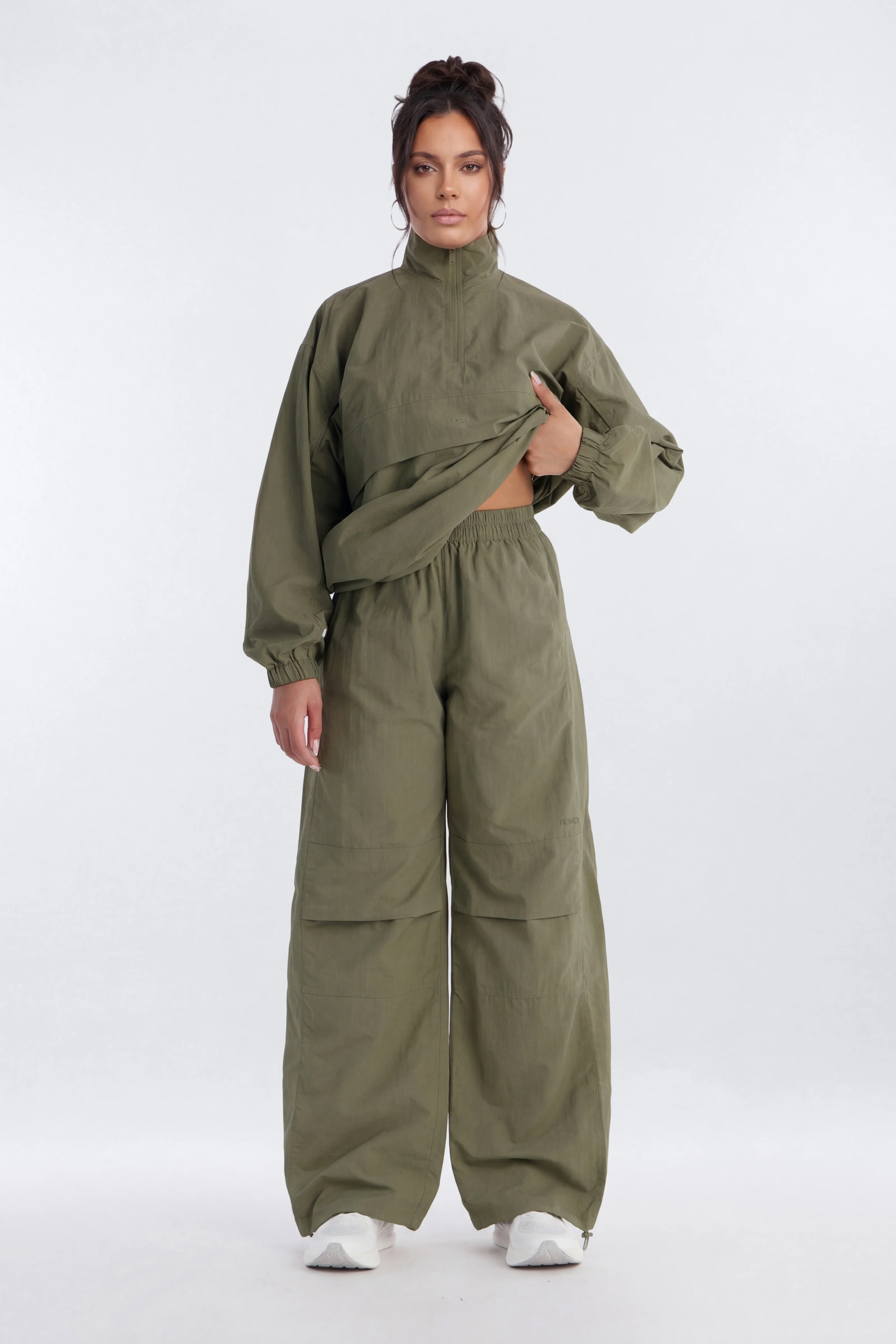 CoreNylon 32″ Wide Leg Track Pant - Moss - Image 6