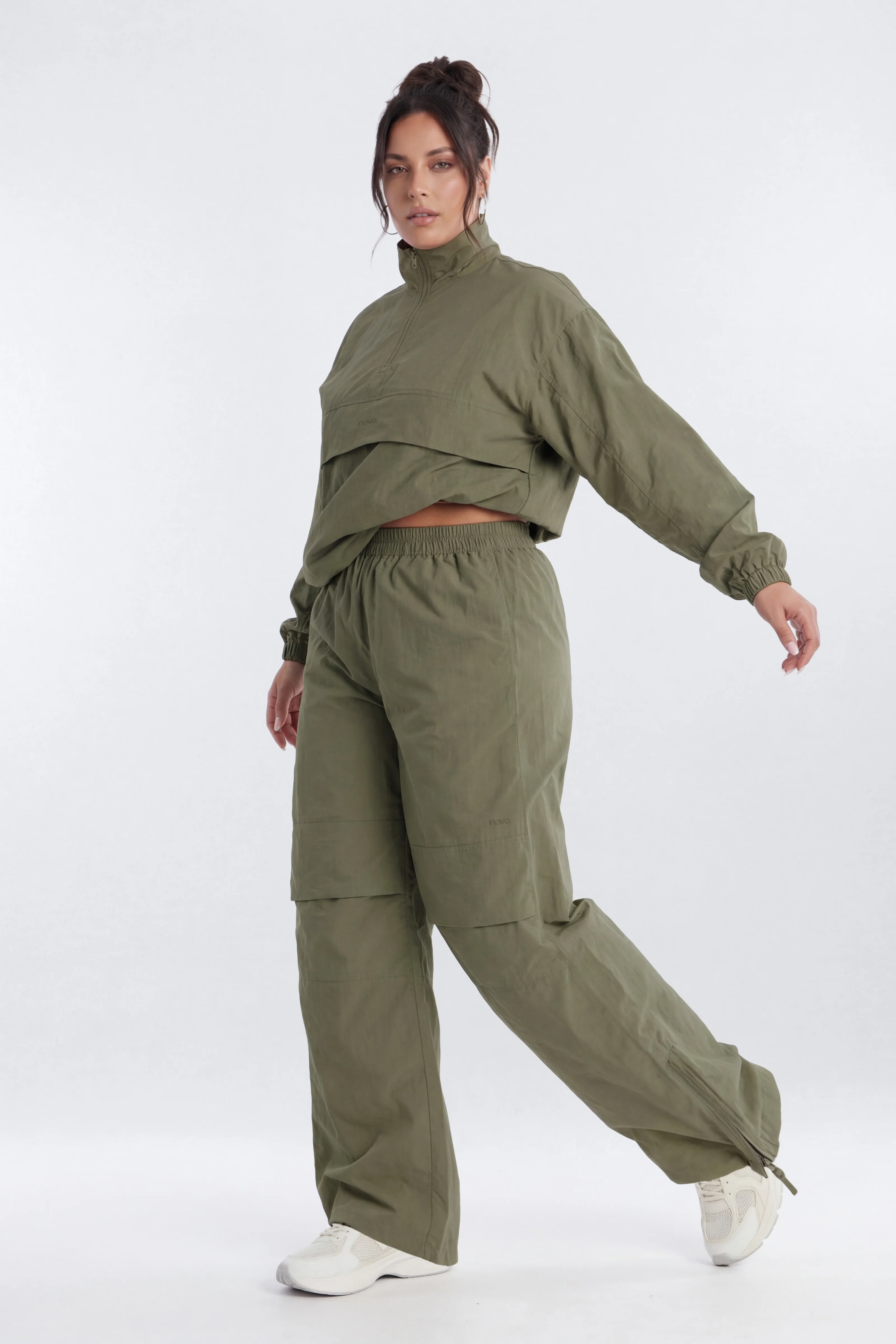 CoreNylon 32″ Wide Leg Track Pant - Moss - Image 7