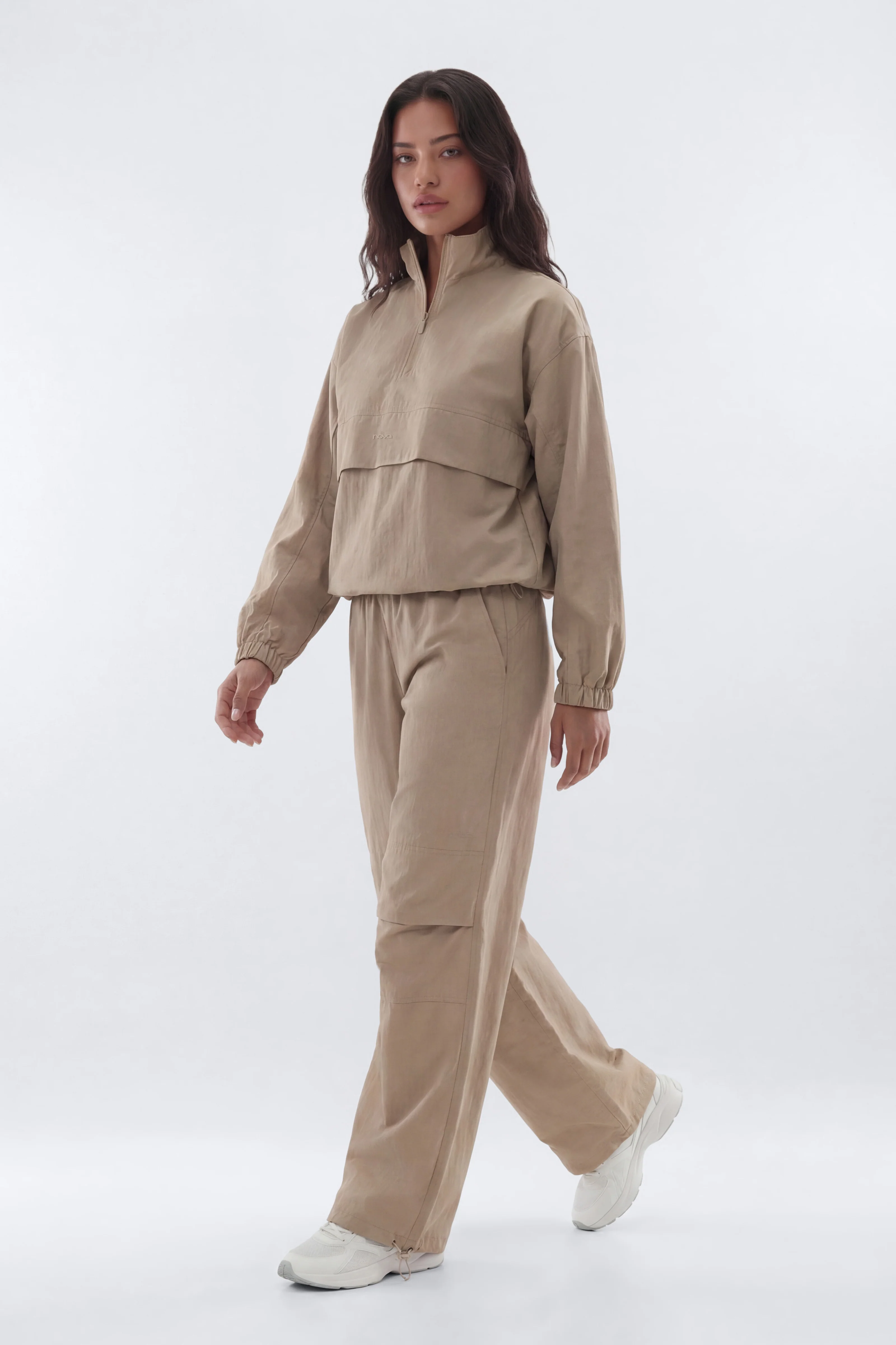 CoreNylon 32″ Wide Leg Track Pant - Taupe - Image 2