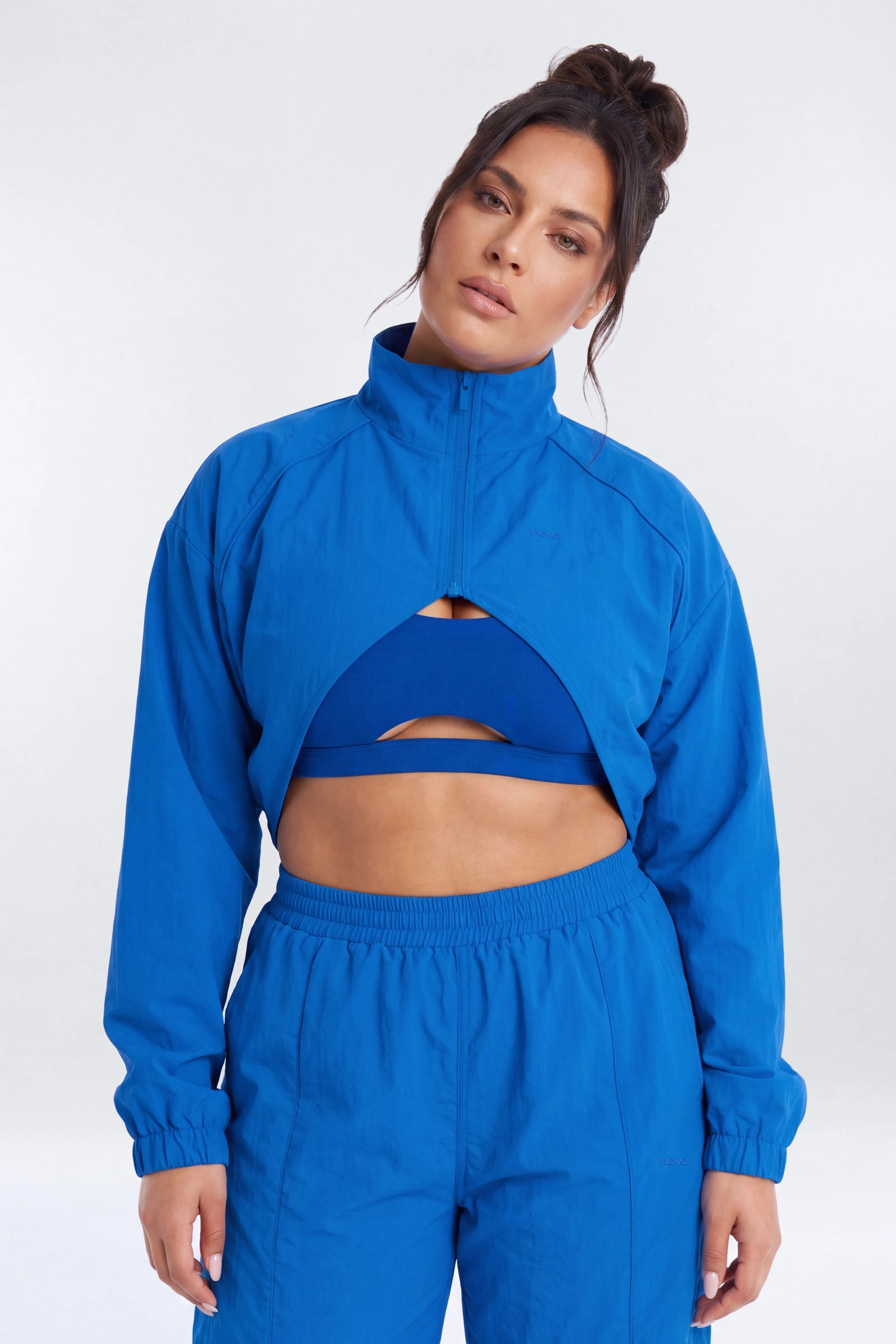 CoreNylon Cropped Windbreaker Sports Jacket - Blue - Image 5