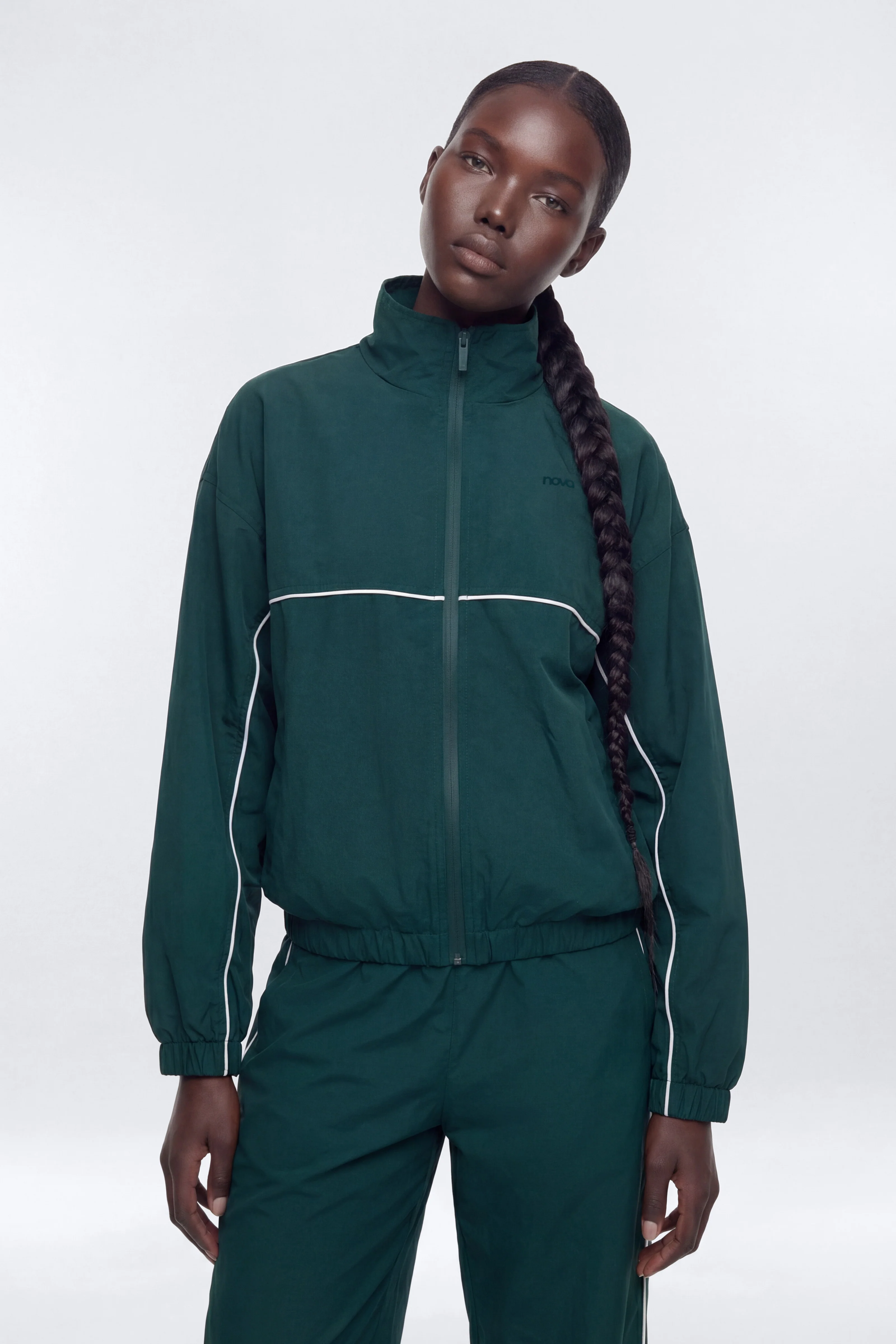 CoreNylon Mock Neck Full Zip Track Jacket - Green/combo - Image 2