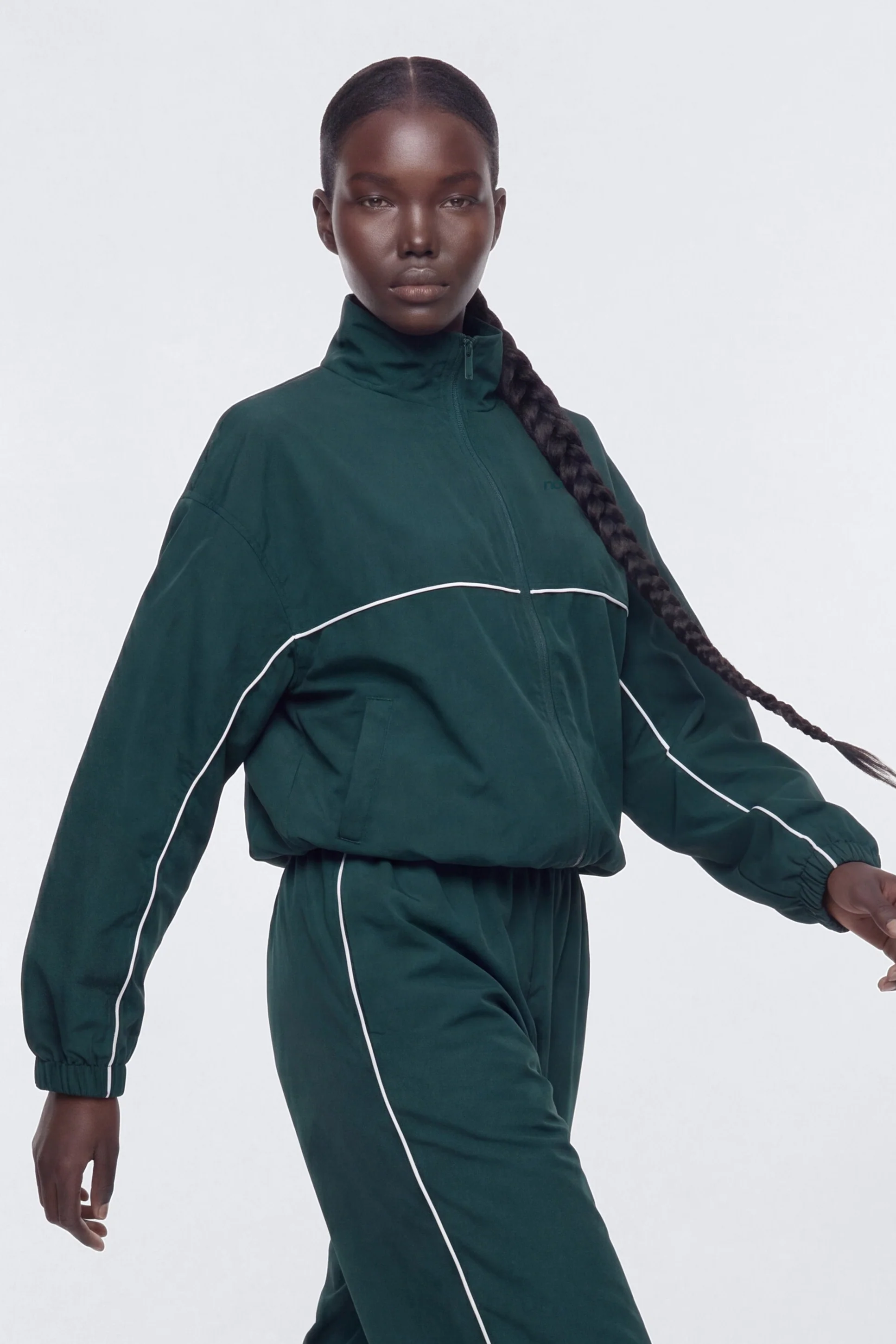 CoreNylon Mock Neck Full Zip Track Jacket - Green/combo - Image 4