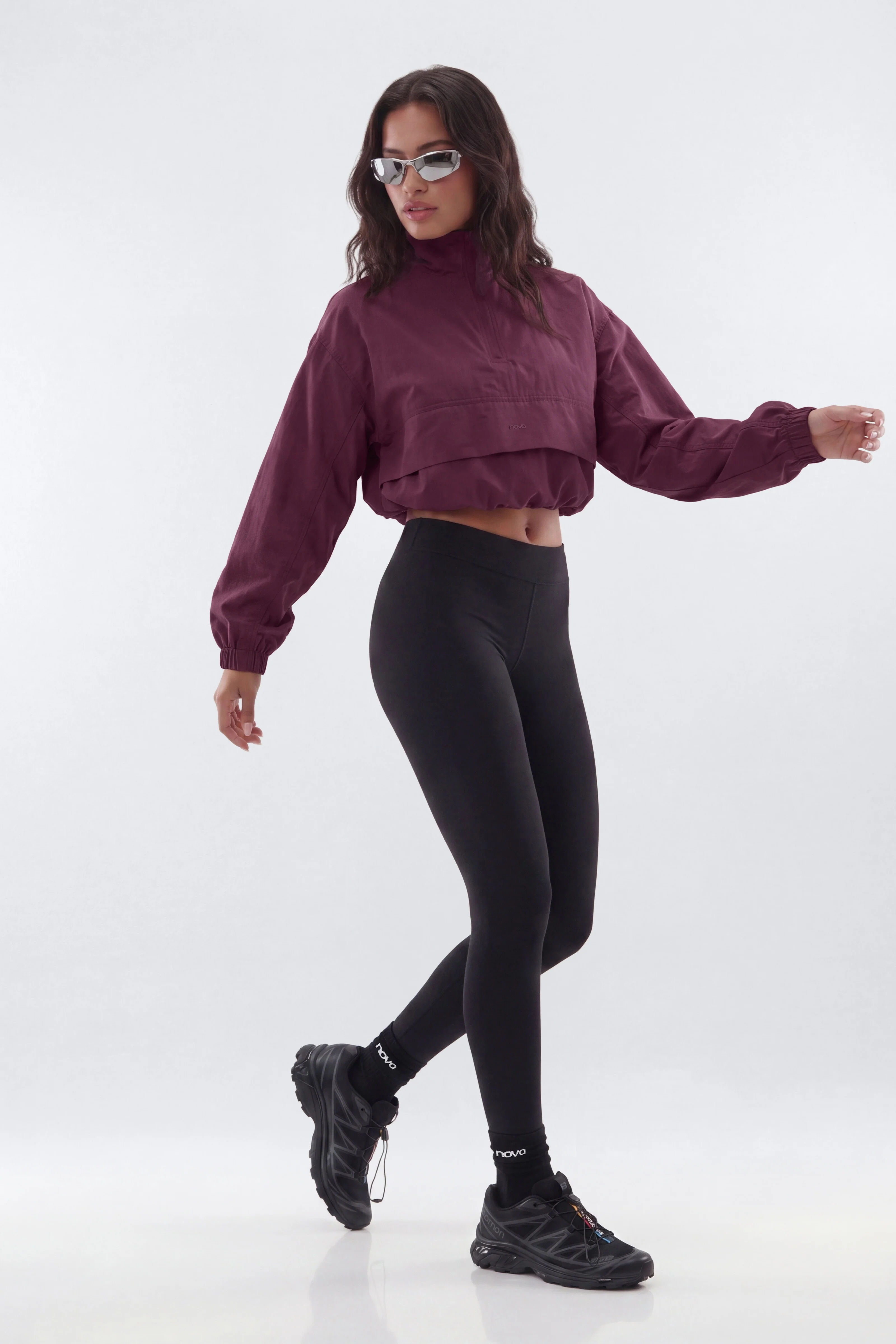 CoreNylon Mock Neck Half Zip Track Jacket - Merlot
