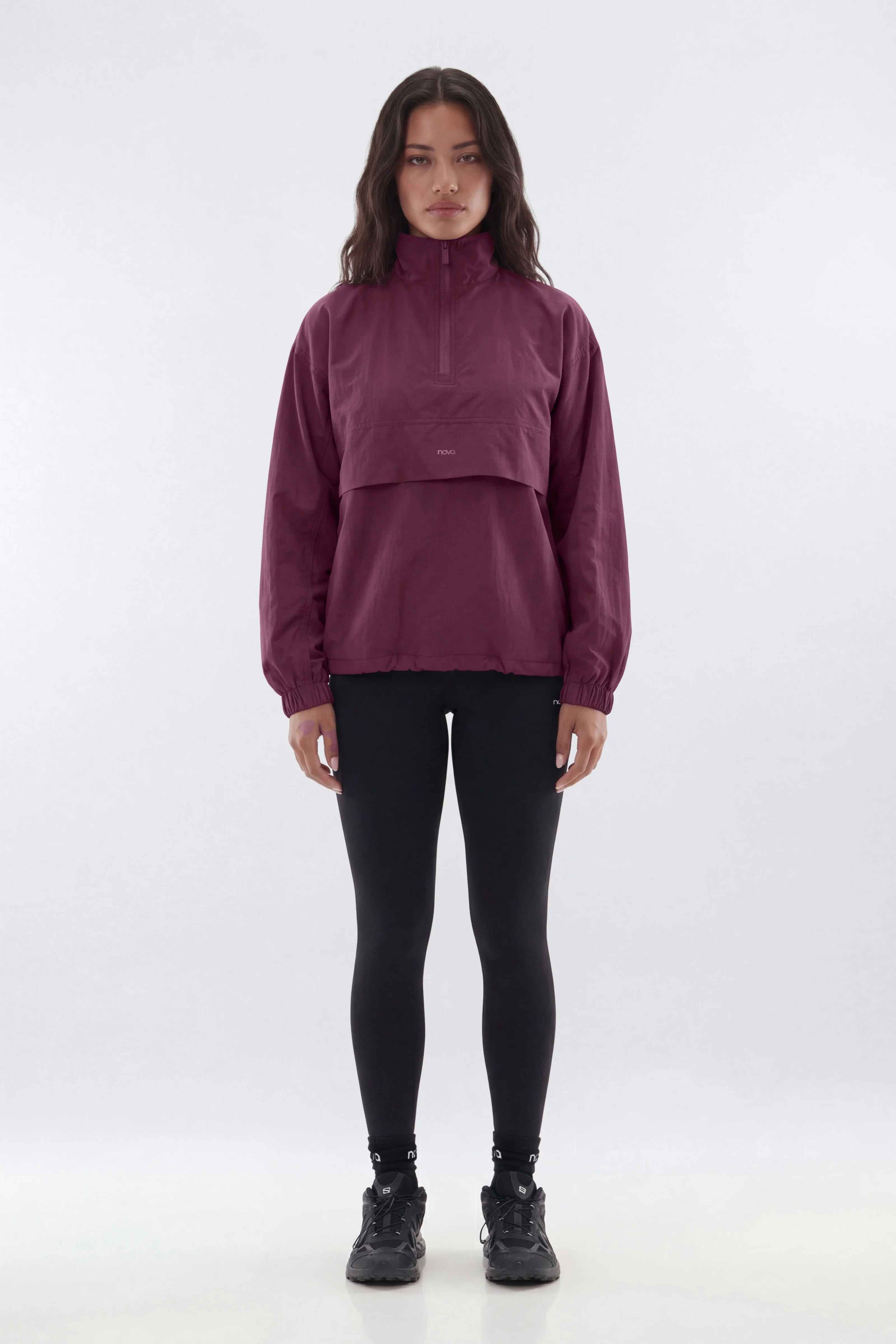CoreNylon Mock Neck Half Zip Track Jacket - Merlot - Image 3