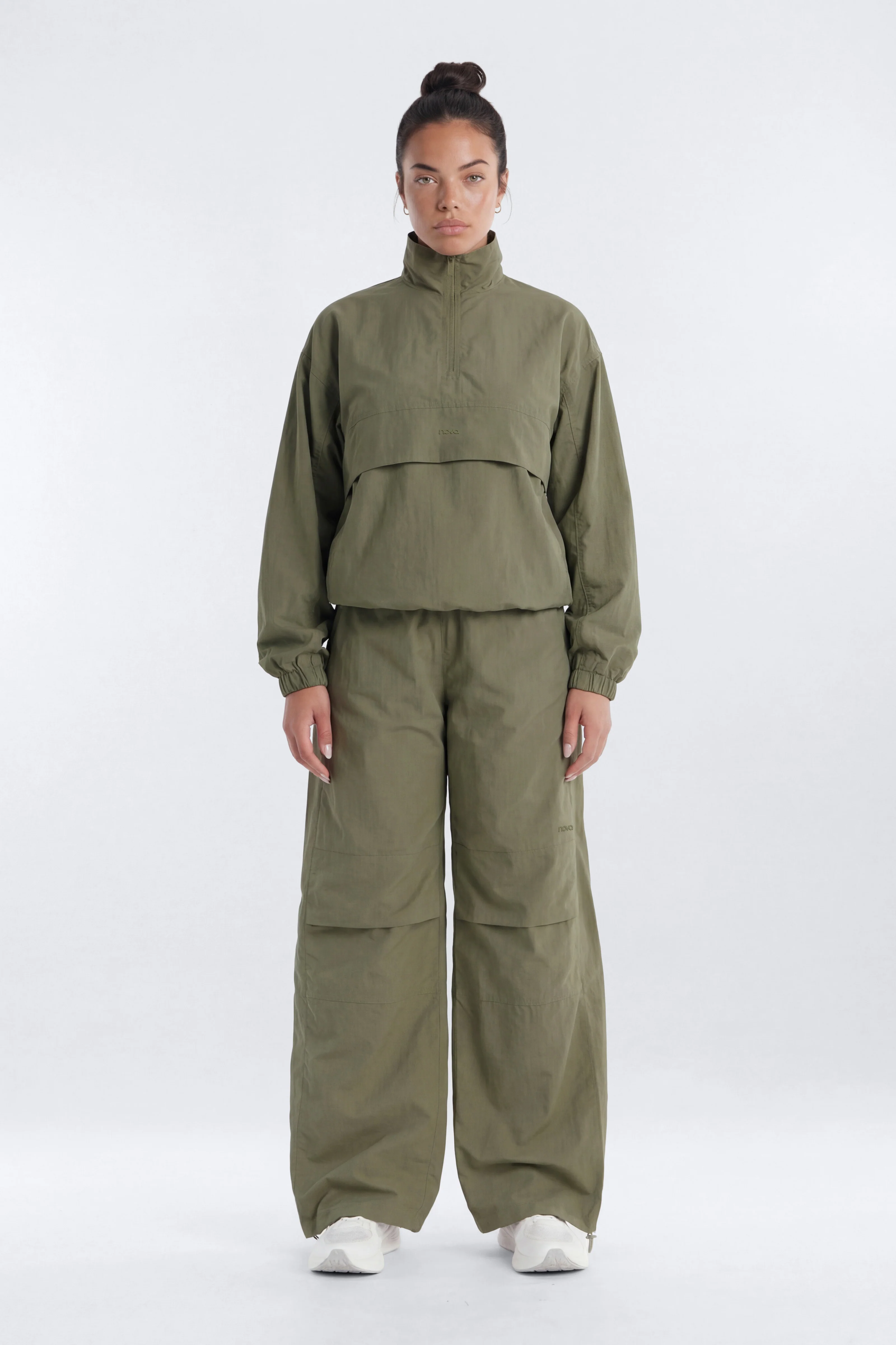 CoreNylon Mock Neck Half Zip Track Jacket - Moss - Image 2