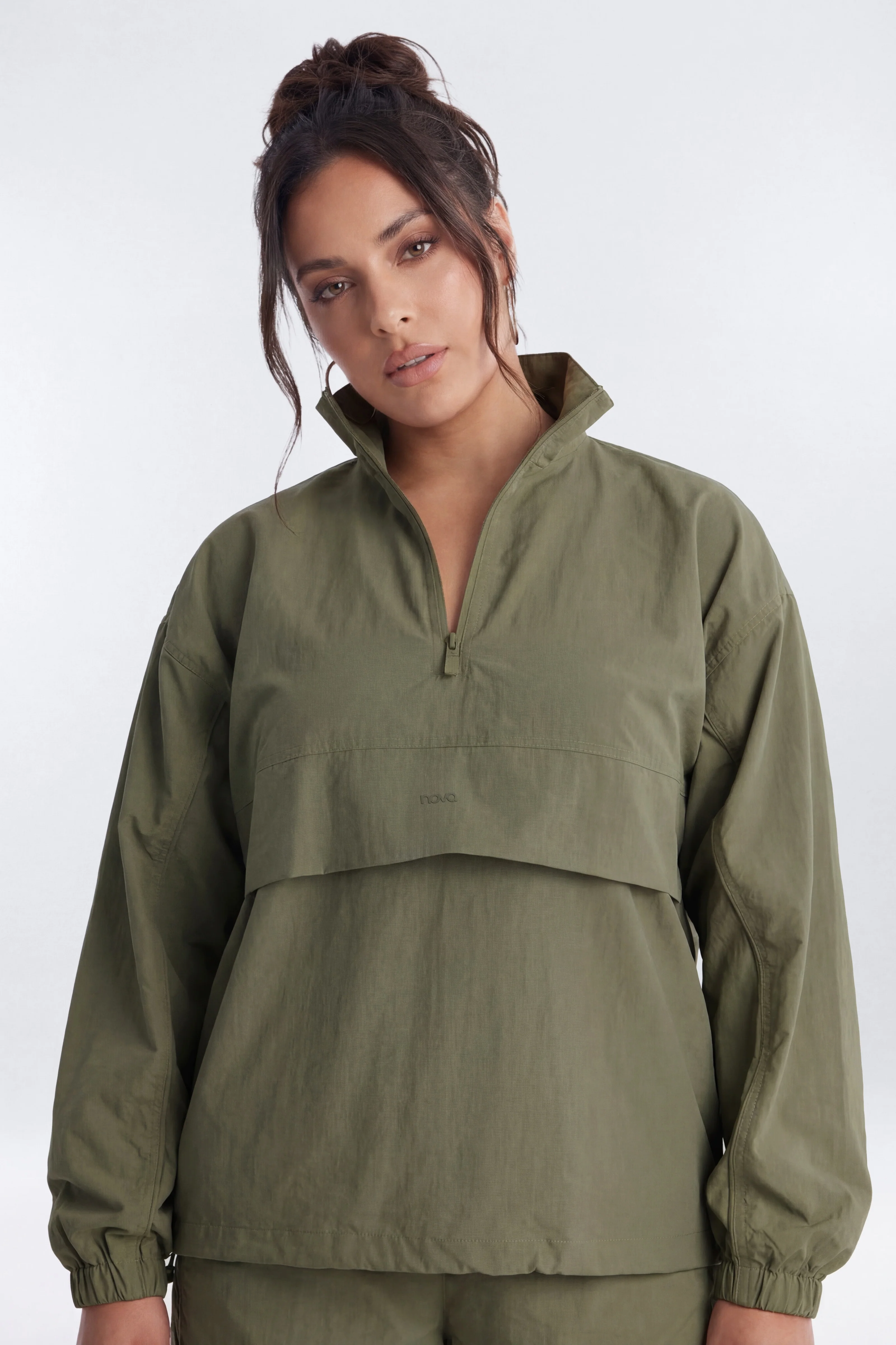 CoreNylon Mock Neck Half Zip Track Jacket - Moss - Image 6