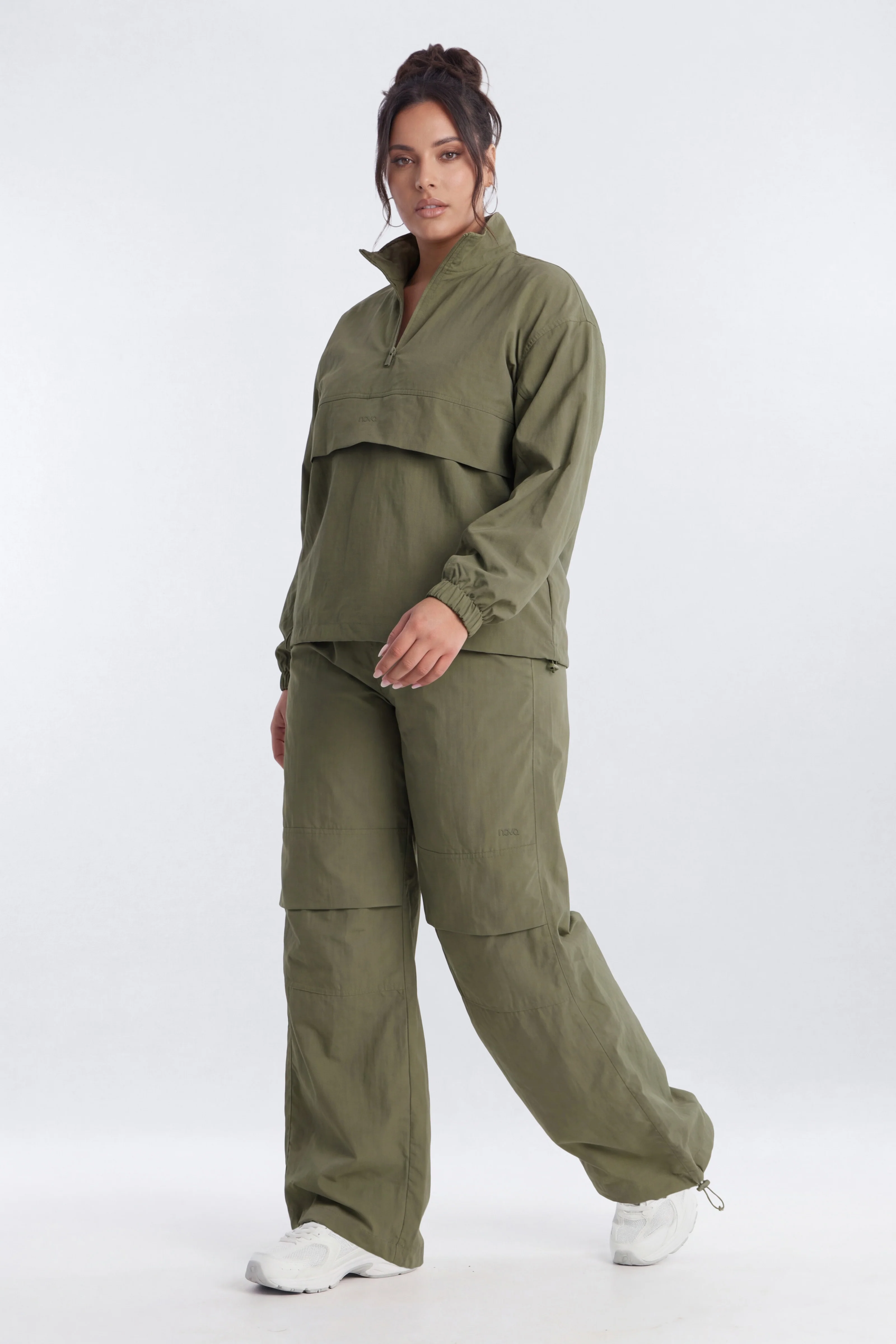 CoreNylon Mock Neck Half Zip Track Jacket - Moss - Image 7