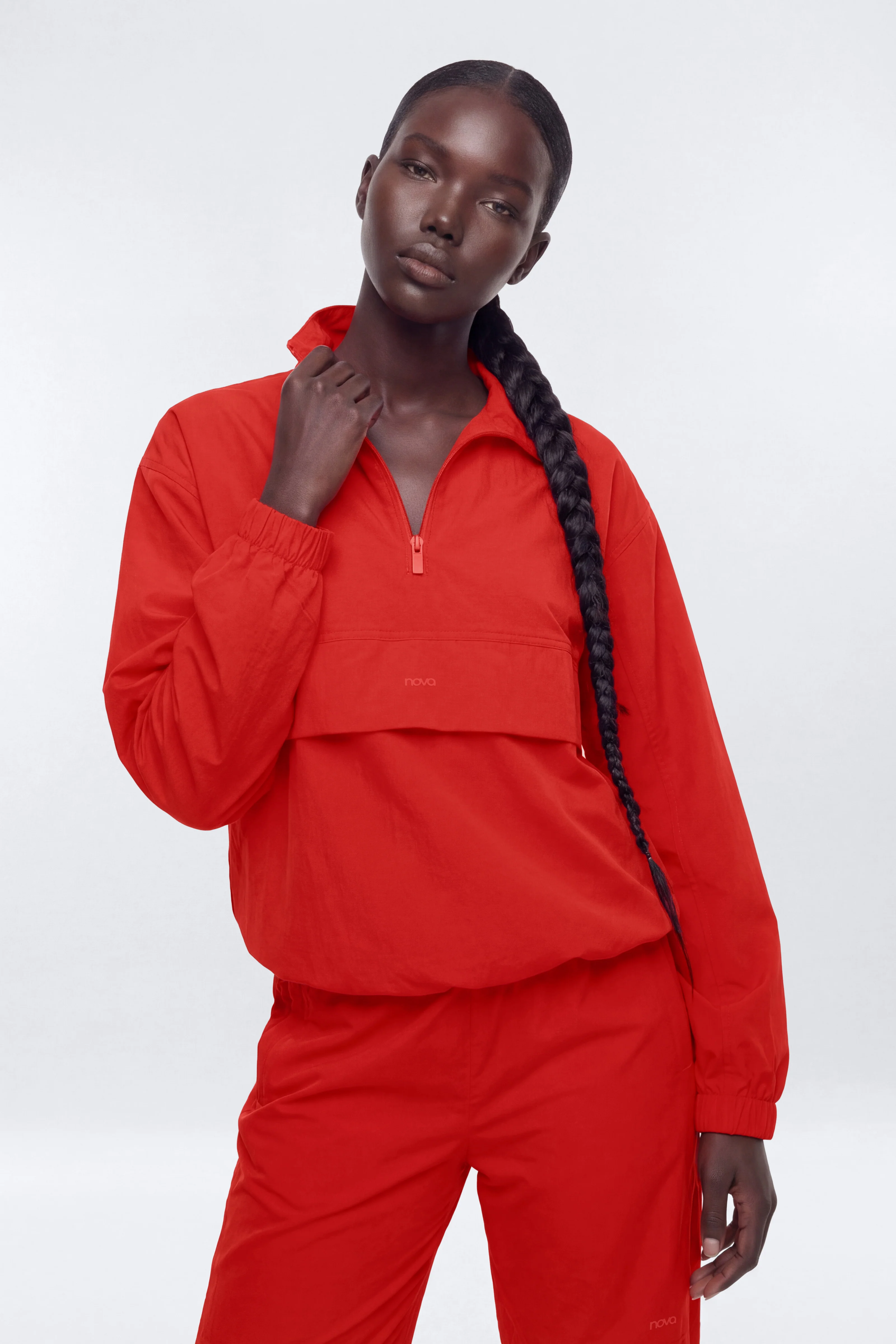 CoreNylon Mock Neck Half Zip Track Jacket - Red - Image 2