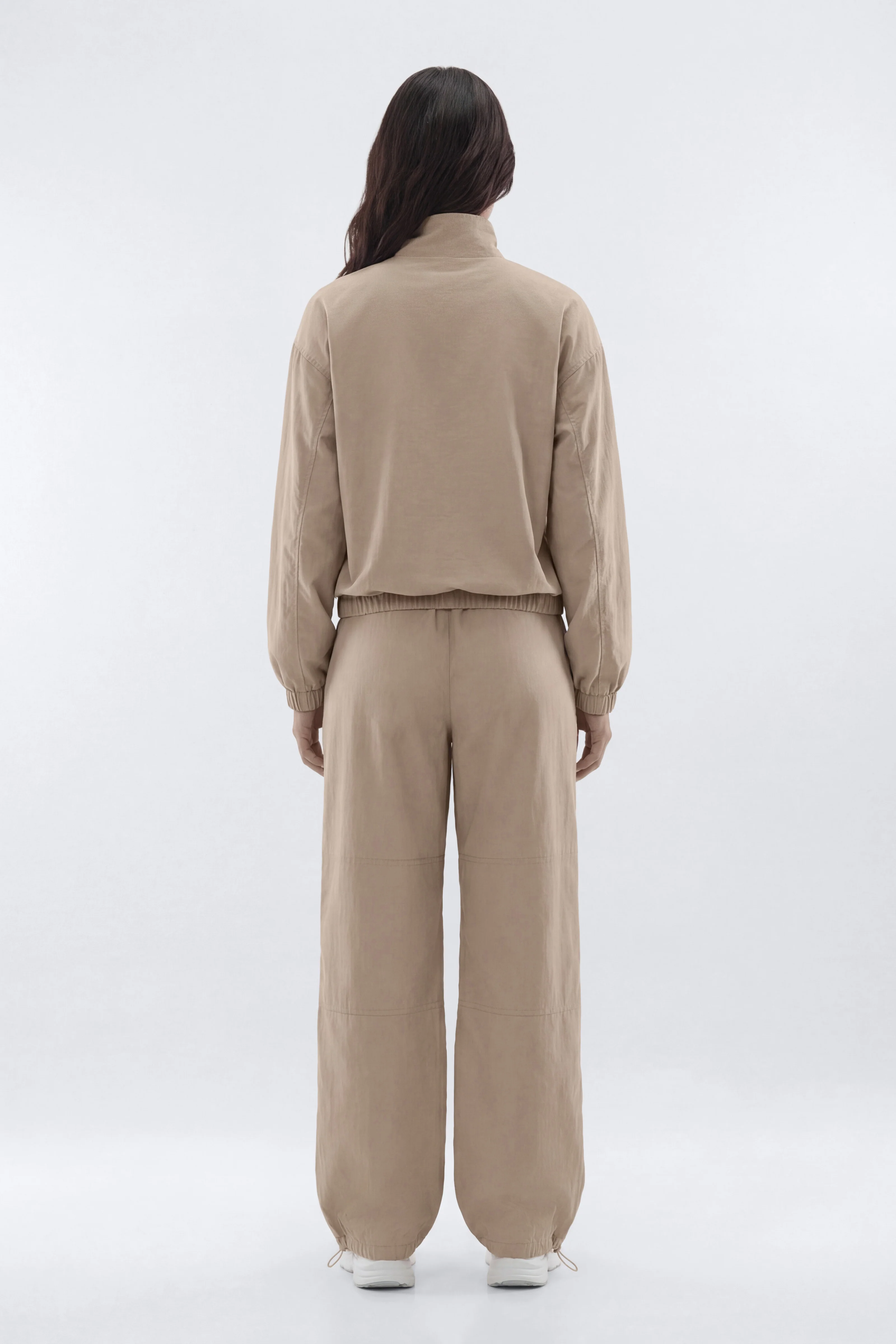 CoreNylon Mock Neck Half Zip Track Jacket - Taupe - Image 3