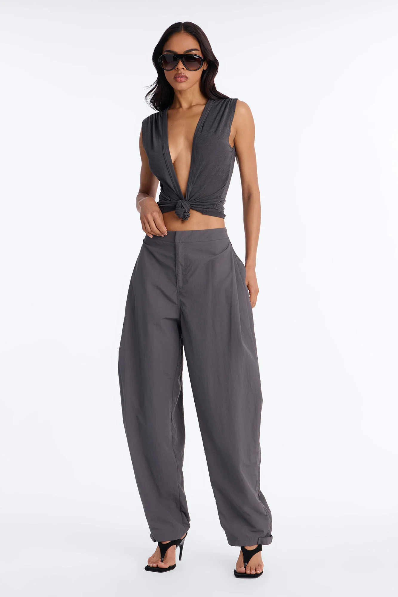 Nylon Windbreaker Pant - Charcoal