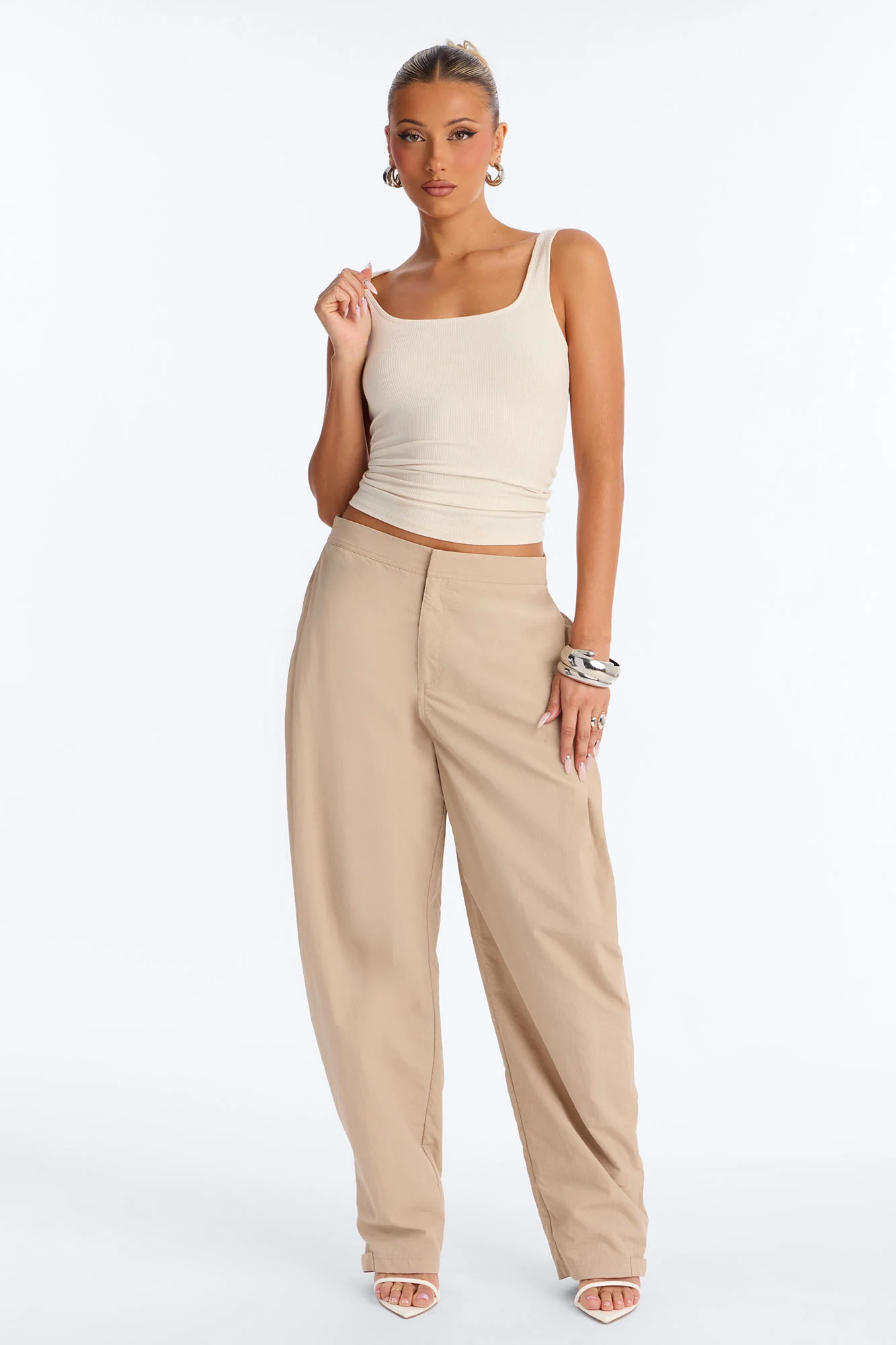 Nylon Windbreaker Pant - Stone