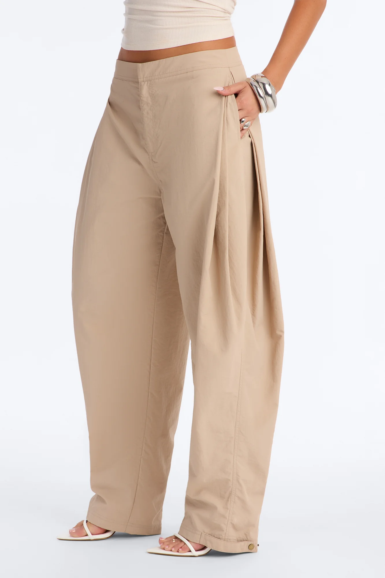 Nylon Windbreaker Pant - Stone - Image 3