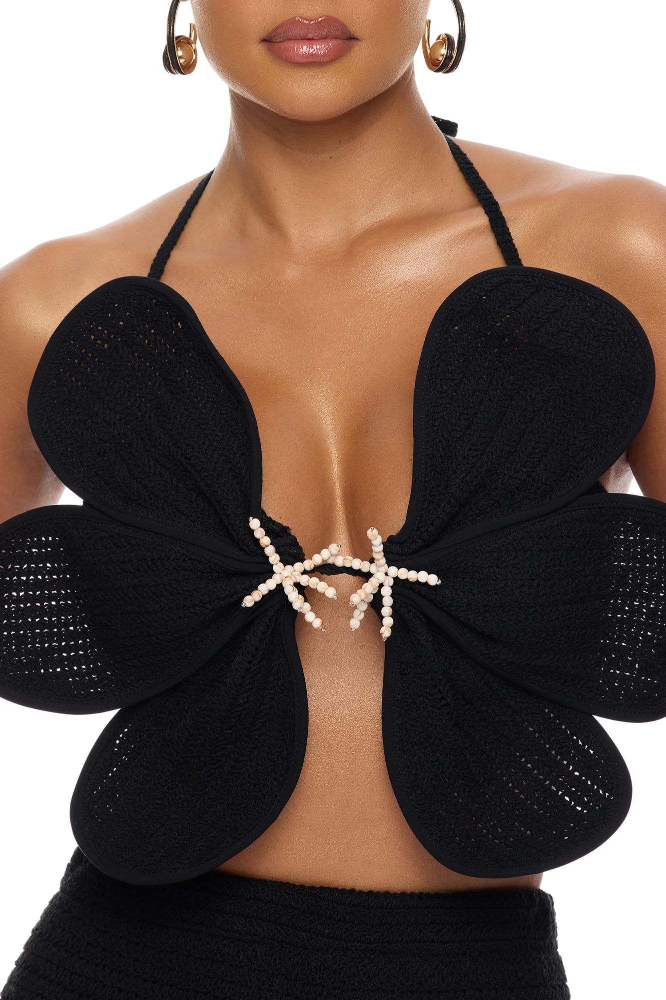 Ocean Breeze Fringe Crochet Skirt Set - Black - Image 3