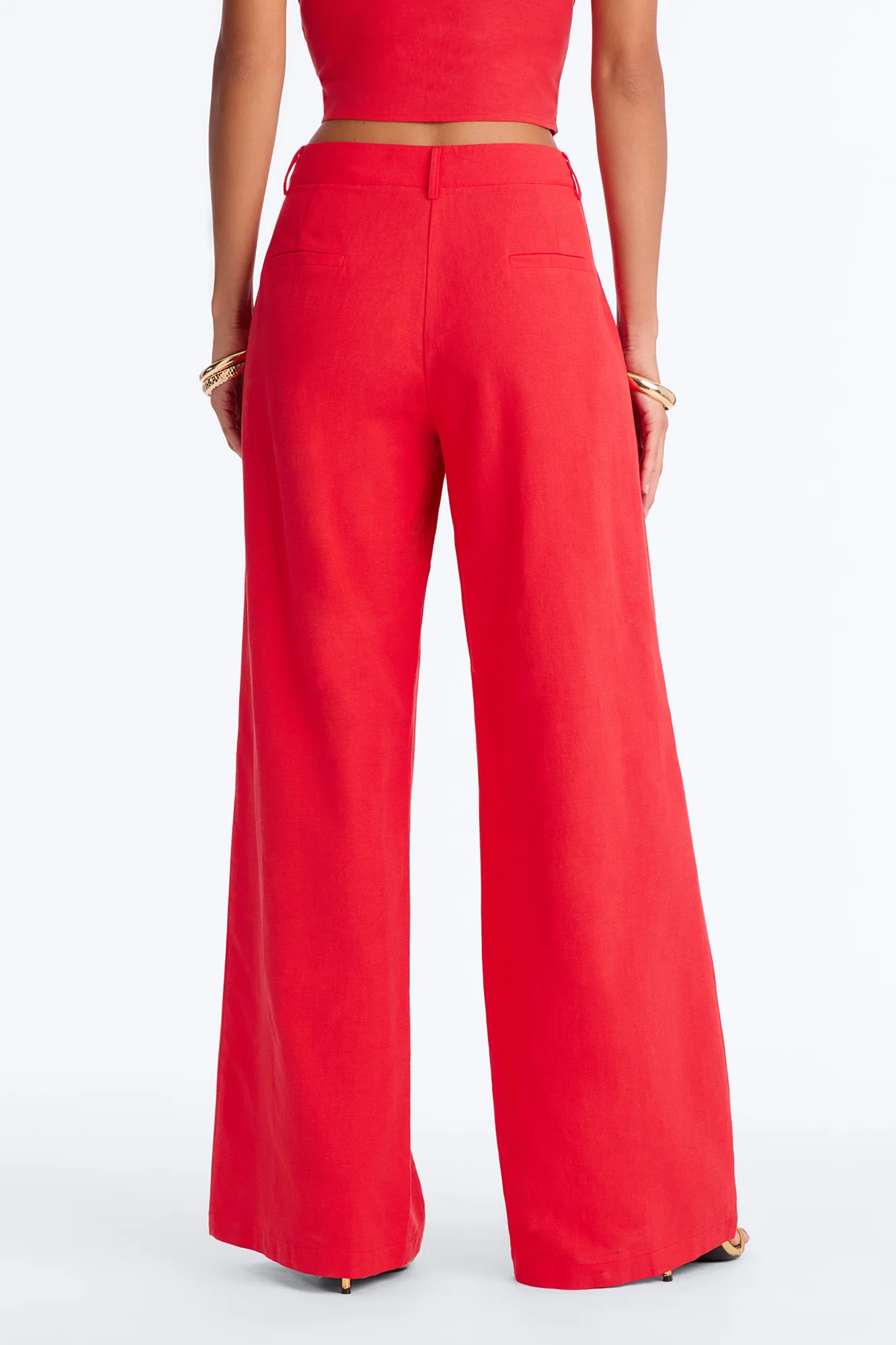 Ocean Breeze Linen Low Rise Pant 33″ - Tomato Red - Image 4