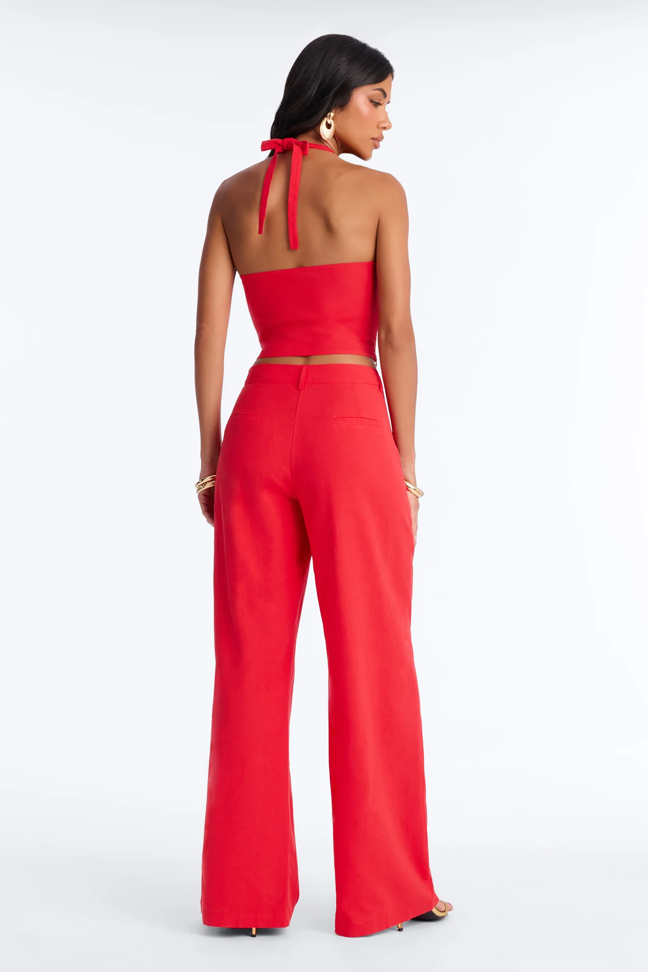Ocean Breeze Linen Low Rise Pant 33″ - Tomato Red - Image 5
