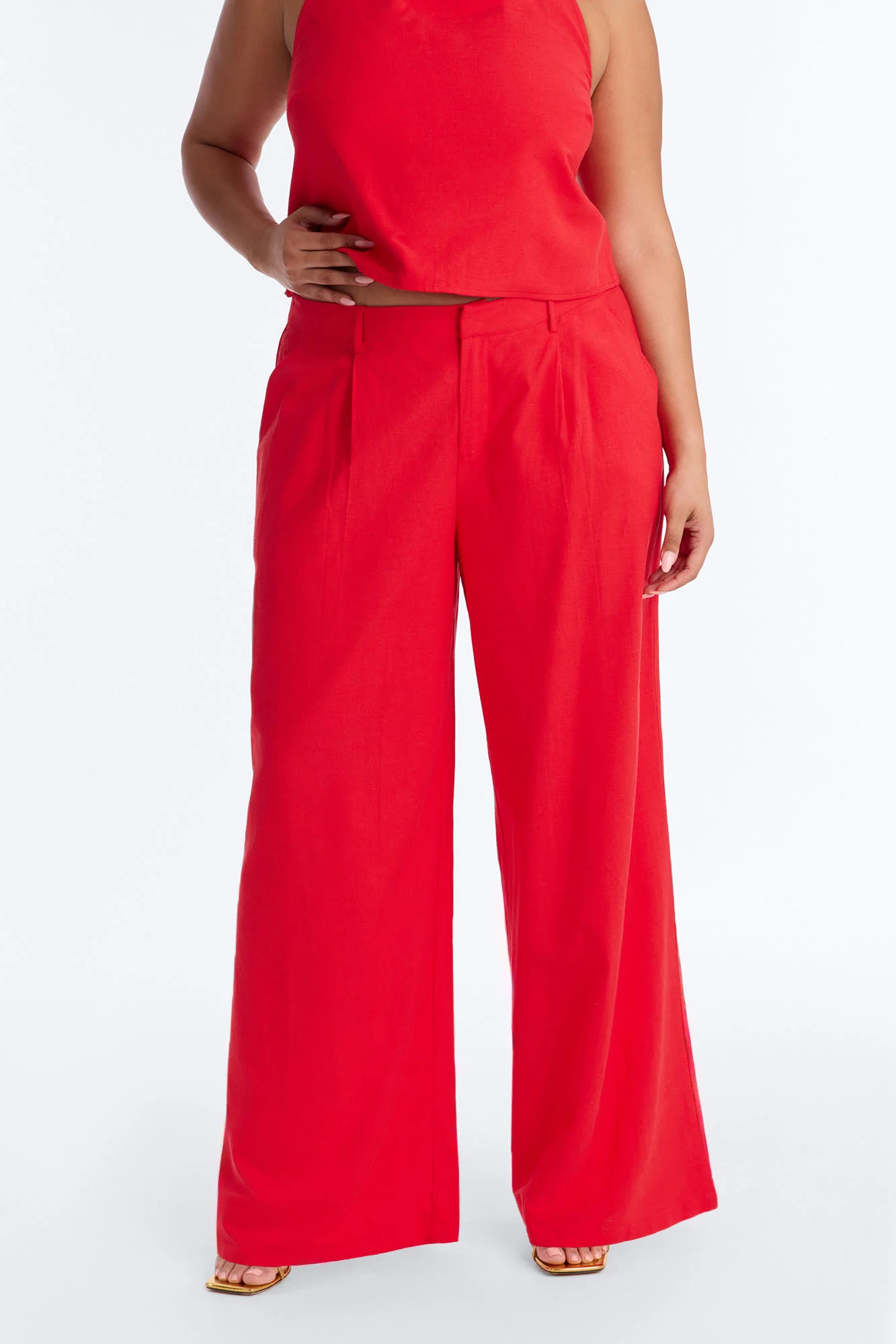 Ocean Breeze Linen Low Rise Pant 33″ - Tomato Red - Image 7