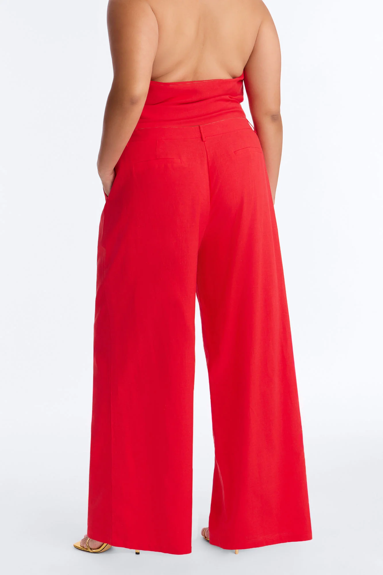 Ocean Breeze Linen Low Rise Pant 33″ - Tomato Red - Image 8