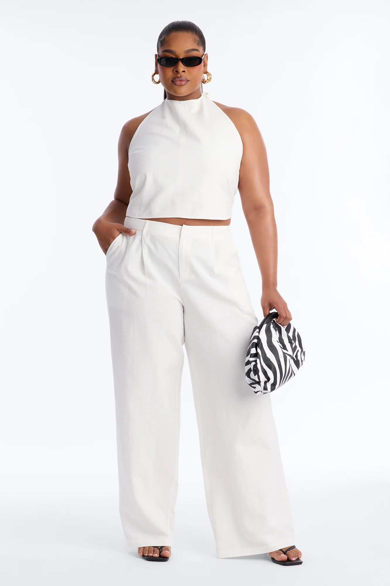 Ocean Breeze Linen Low Rise Pant 33″ - White - Image 5