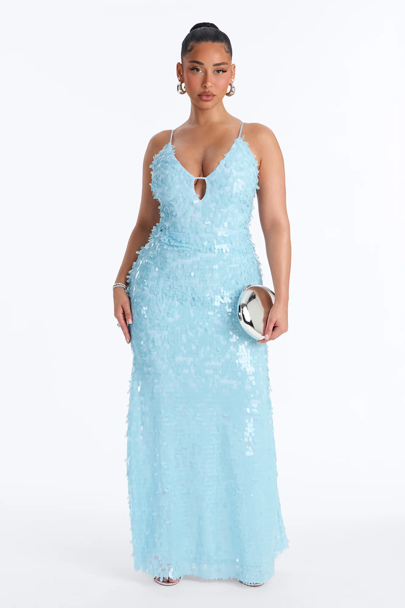 Ocean Eyes Sequin Gown - Light Blue
