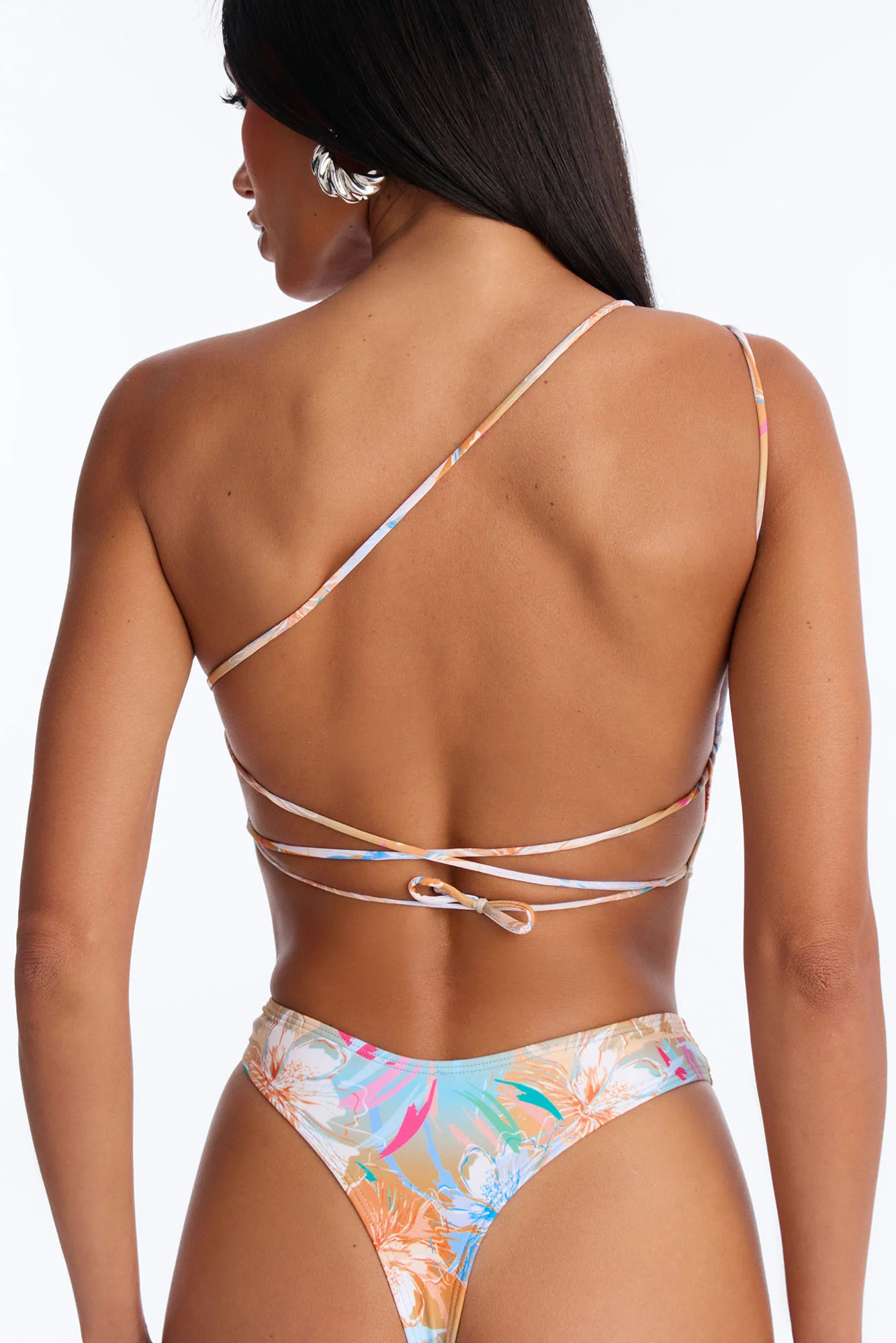 Ocean Soul Asymmetrical Strappy Back Ties O-Rings 1 Piece Swimsuit - Multi Color - Image 4