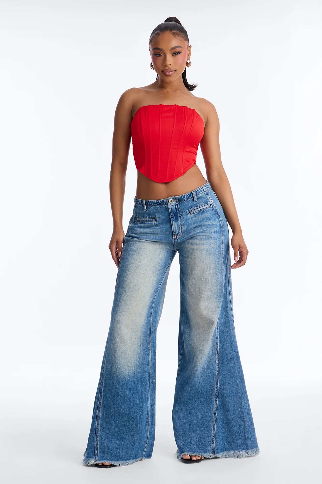 Oceanfront Wide Leg Jeans - Medium Wash
