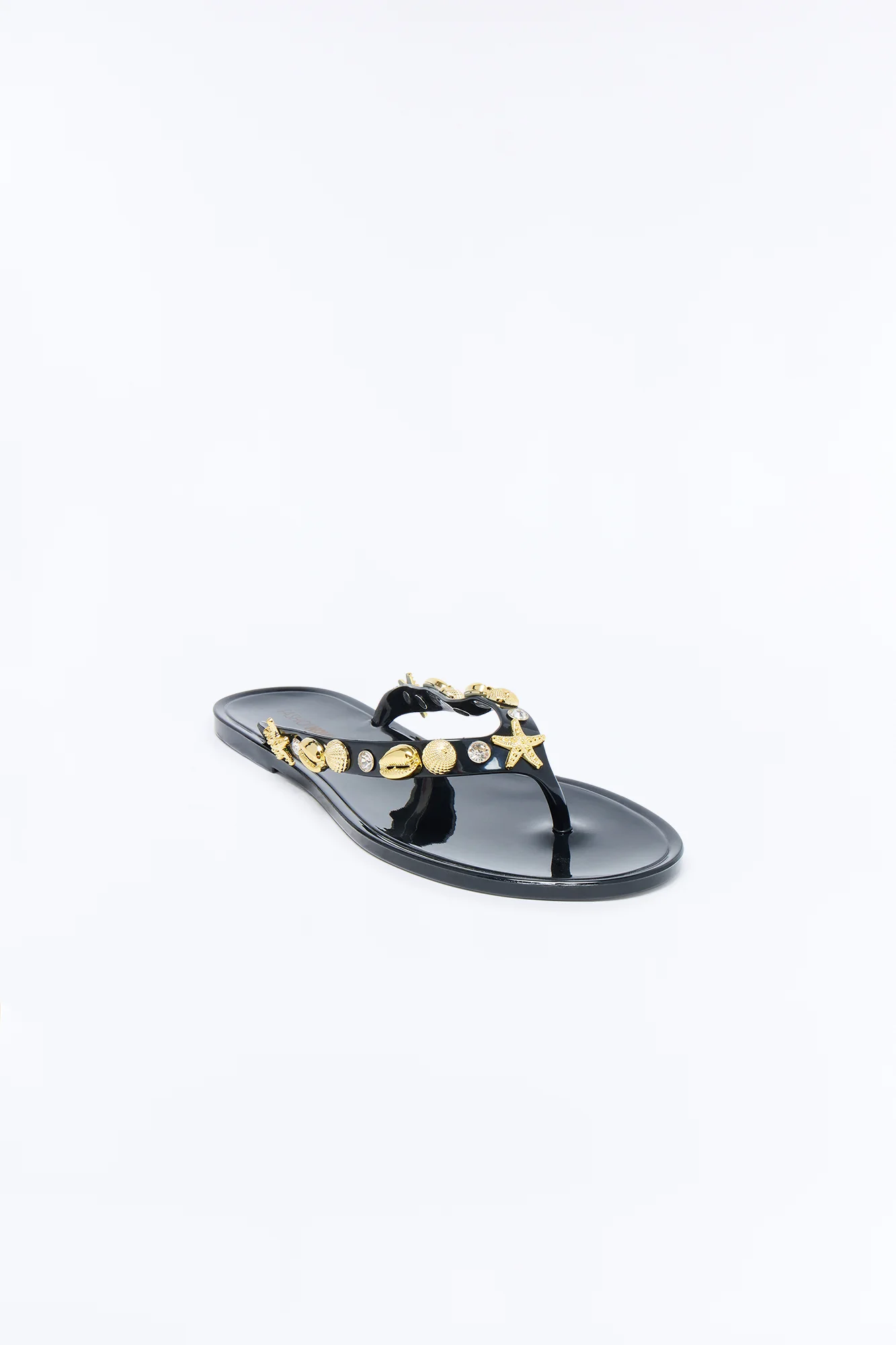 Odella Seashell Jelly Flip Flops - Black - Image 2