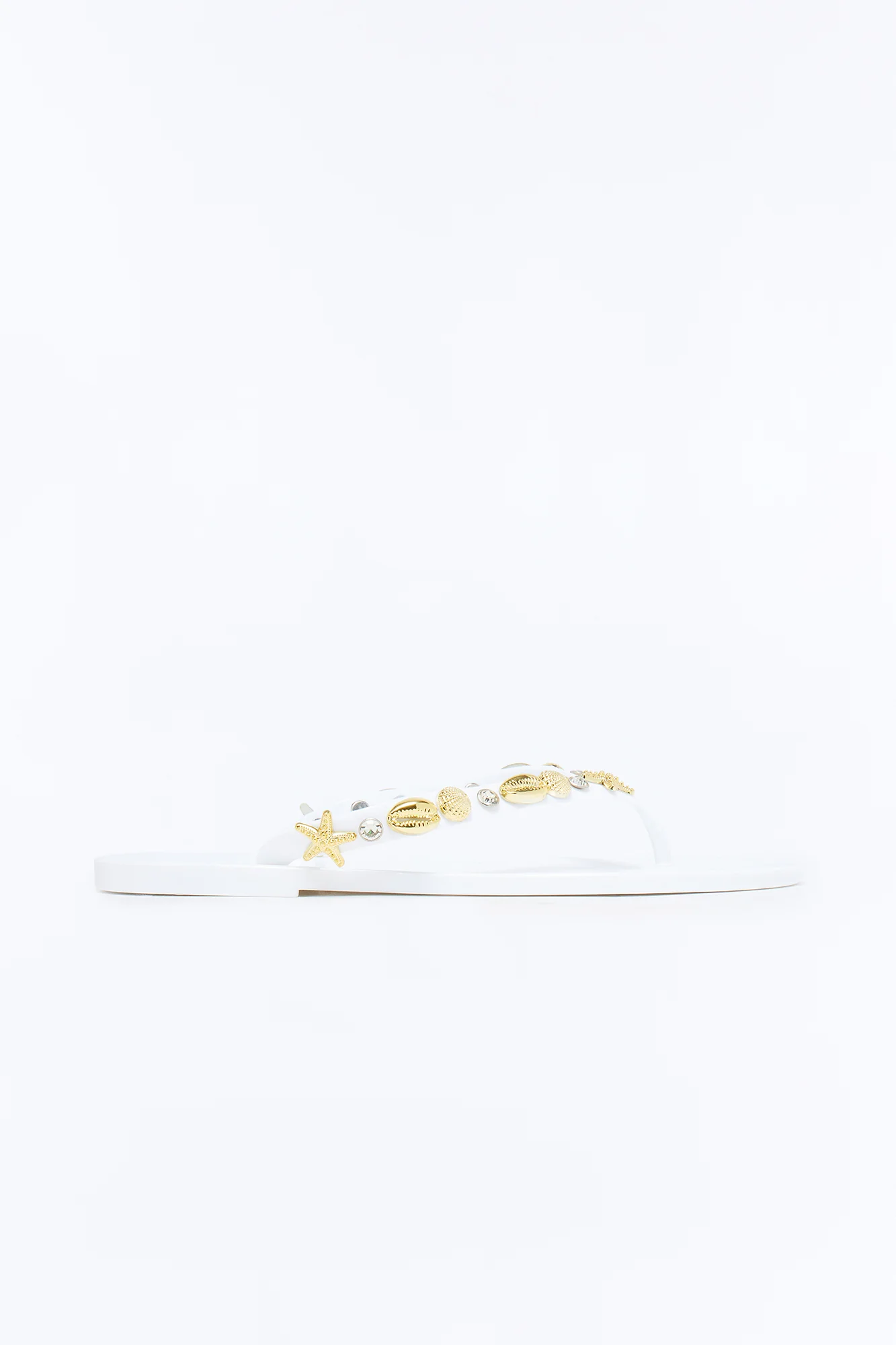 Odella Seashell Jelly Flip Flops - White