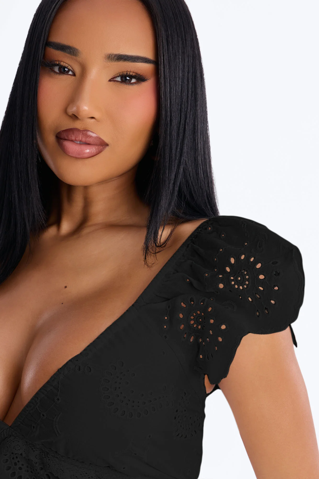 Odessa Eyelet Midi Dress - Black - Image 3