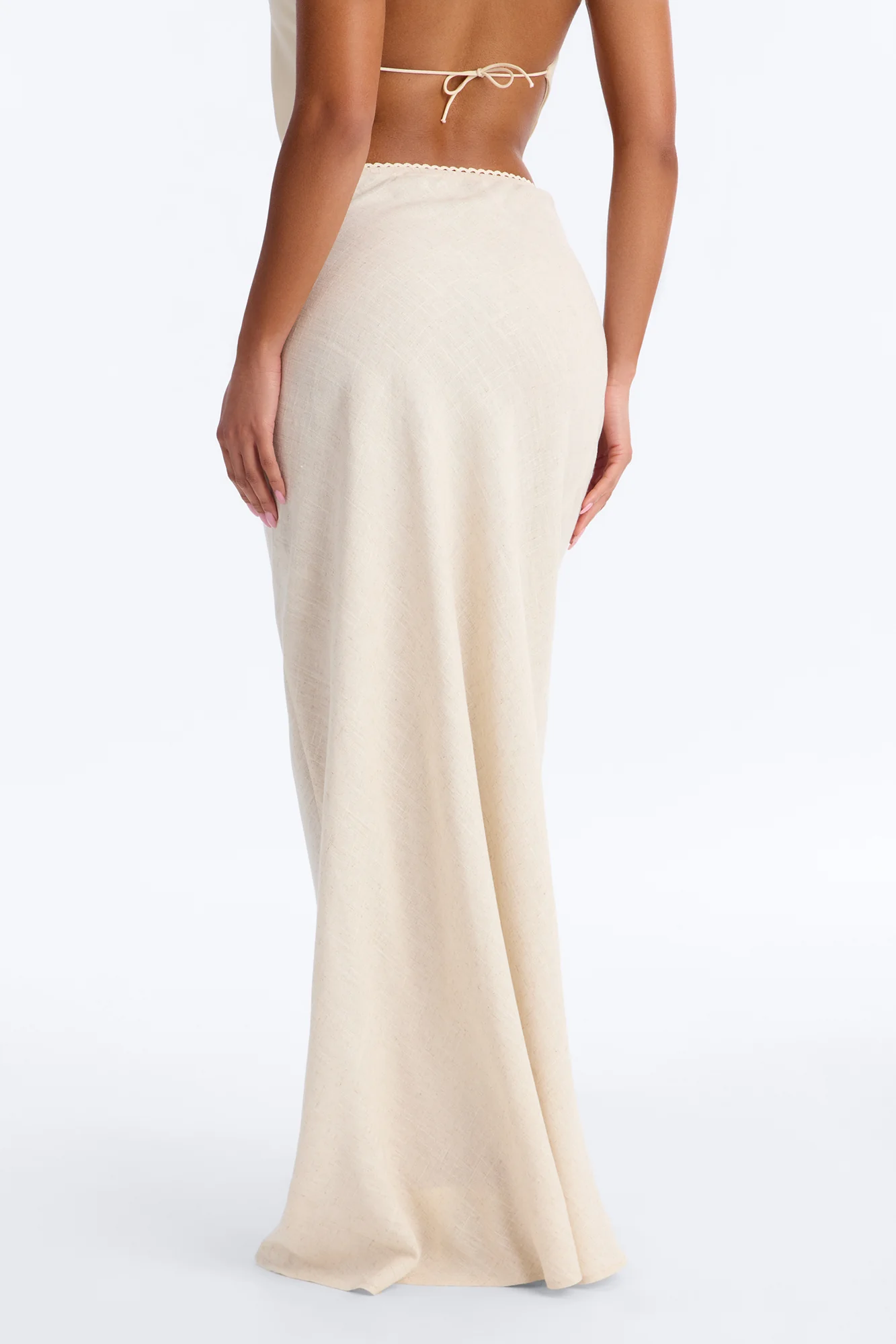 Odette Linen Blend Maxi Skirt - Natural - Image 3